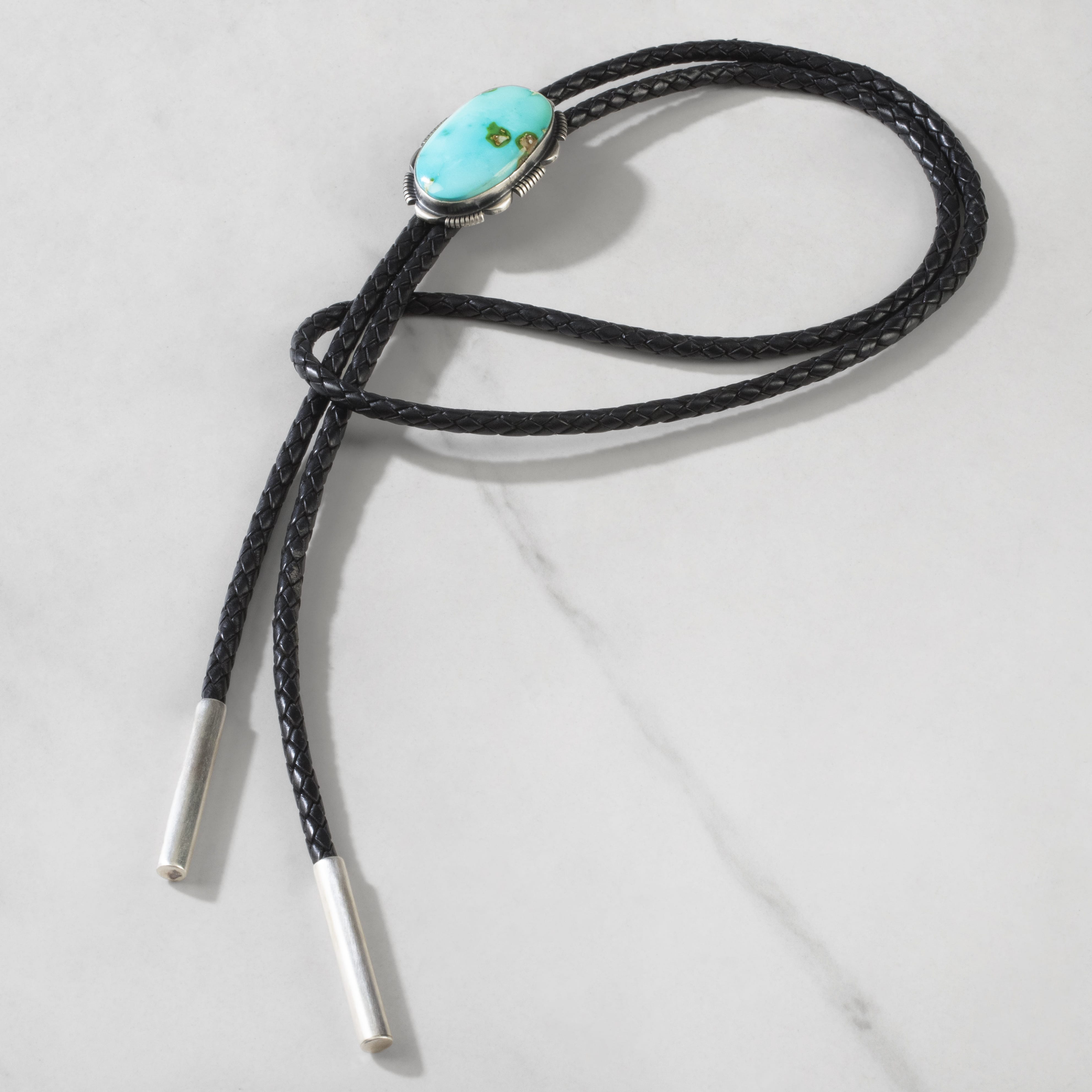 Kalifano Native American Jewelry Rick Tolino Navajo Sonoran Gold Turquoise USA Native American Made 925 Sterling Silver Bolo Tie NABT2100.001