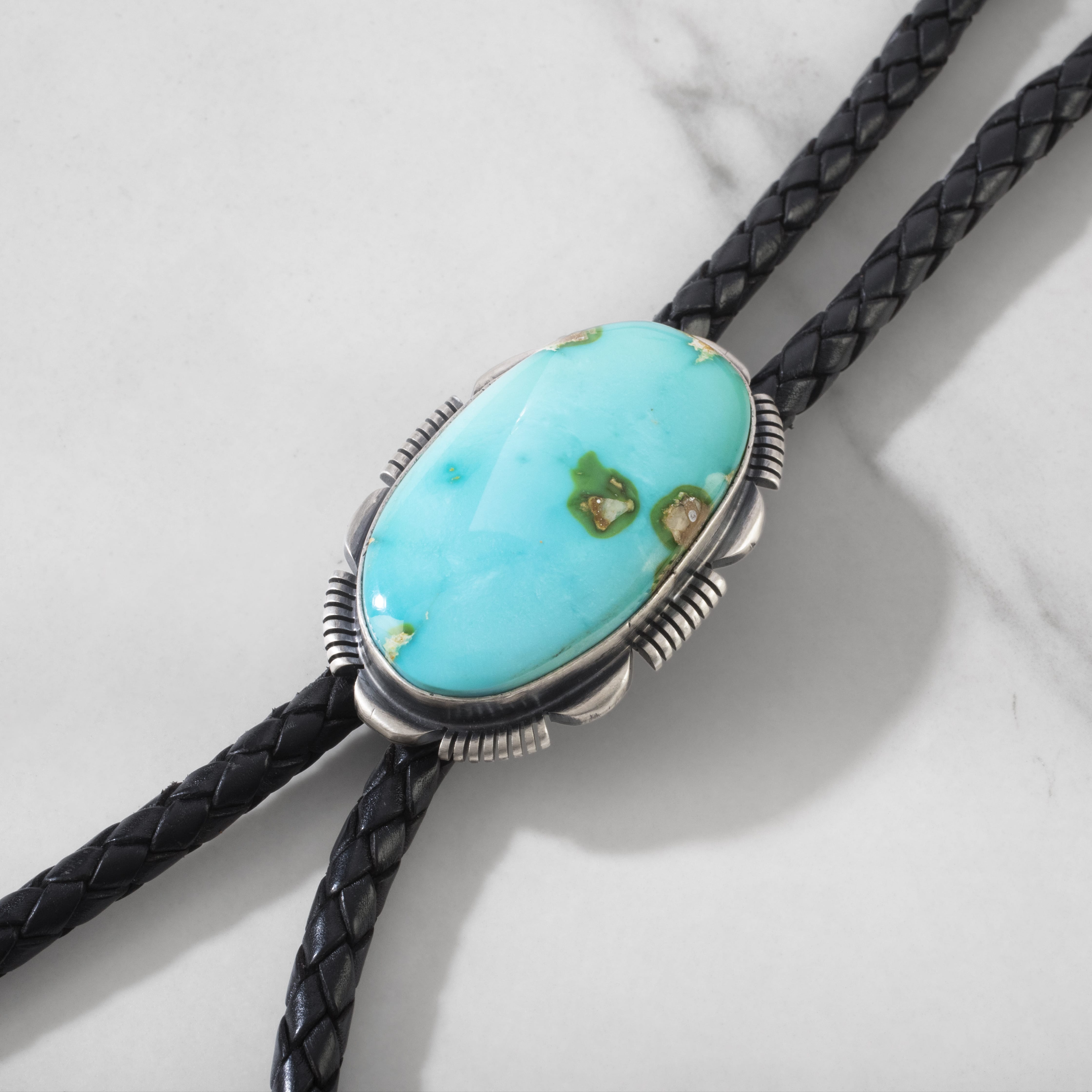 Kalifano Native American Jewelry Rick Tolino Navajo Sonoran Gold Turquoise USA Native American Made 925 Sterling Silver Bolo Tie NABT2100.001