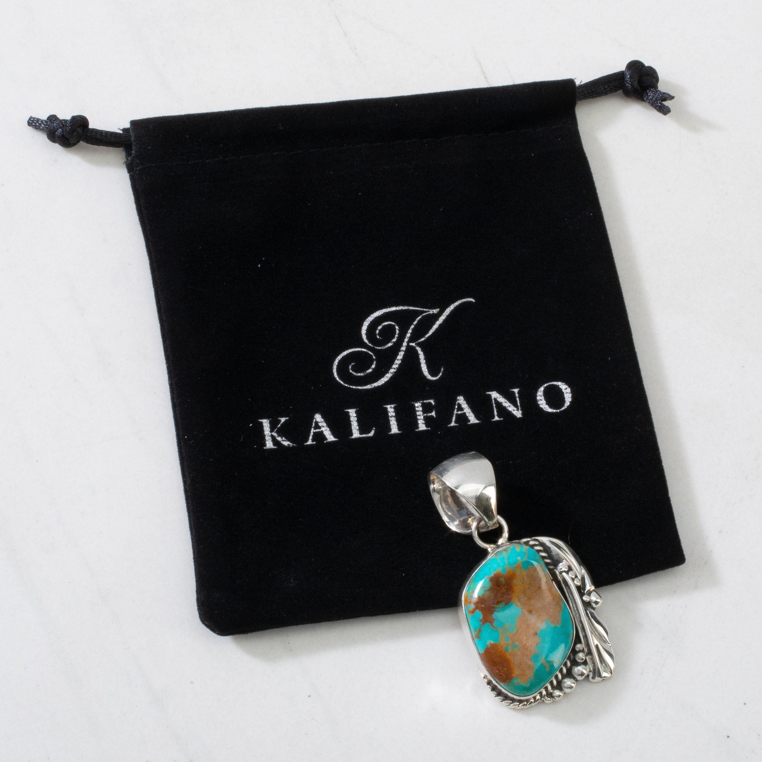 Kalifano Native American Jewelry Royston Turquoise USA Native American Made 925 Sterling Silver Pendant NAN1500.025