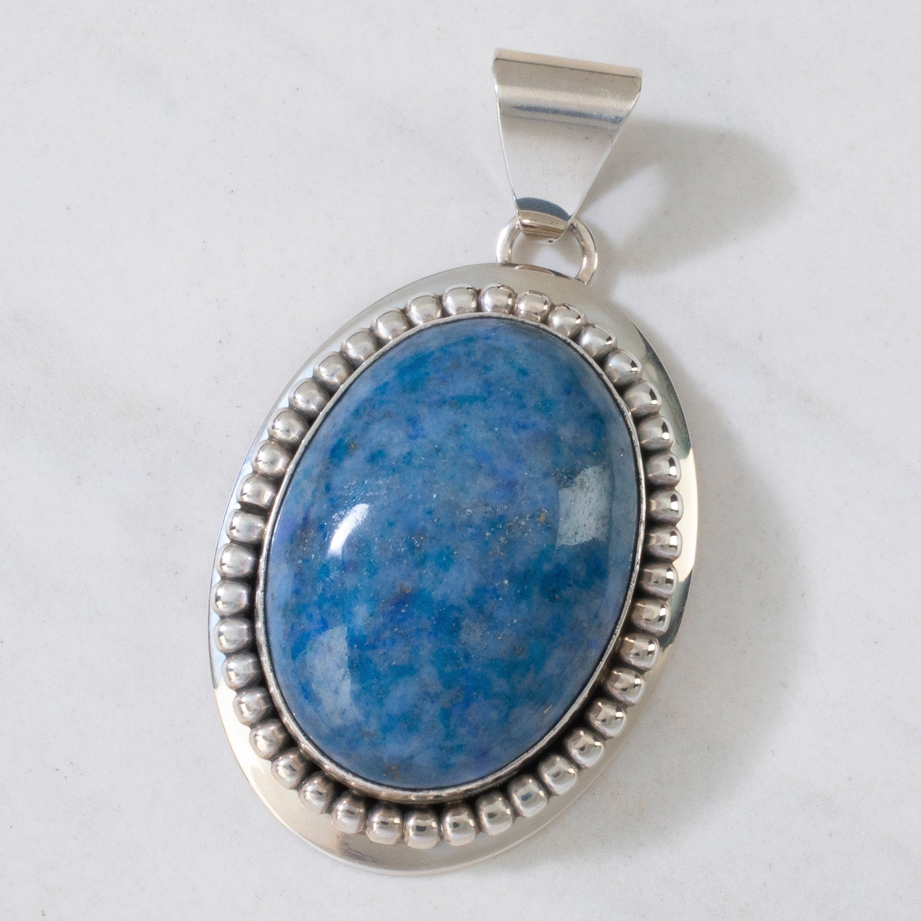 Kalifano Native American Jewelry Russell Sam Denim Lapis Navajo USA Native American Made 925 Sterling Silver Pendant NAN600.026