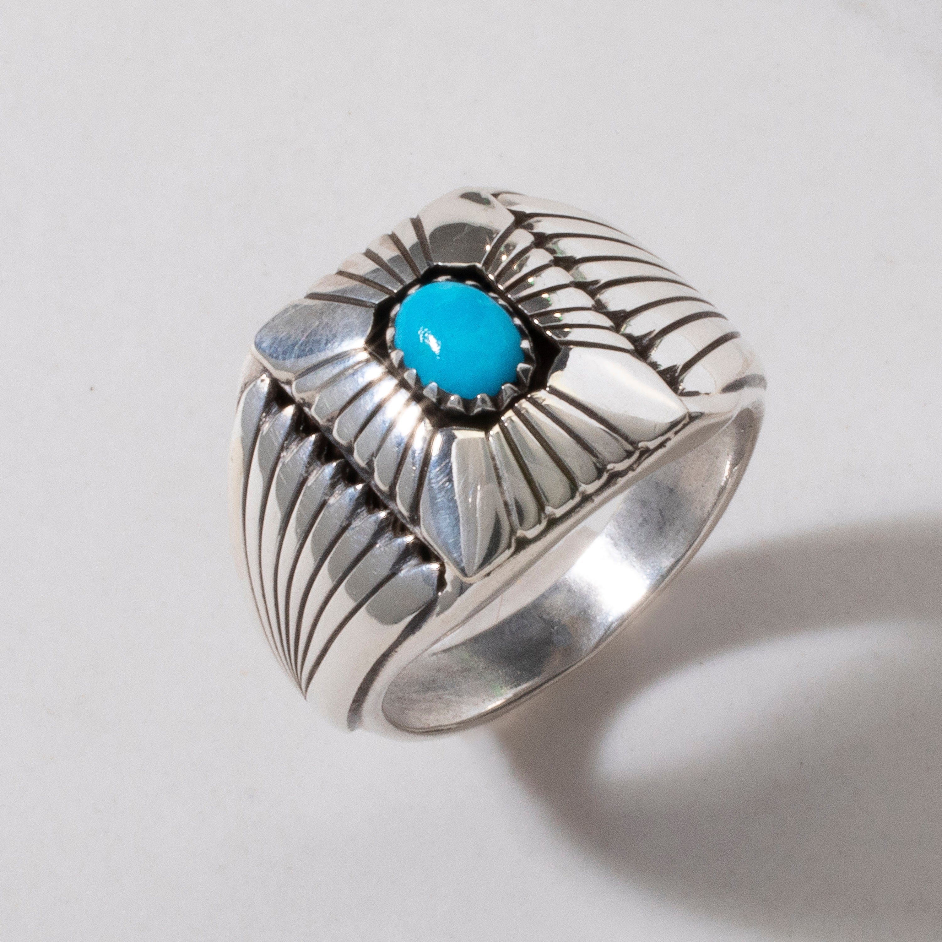 Kalifano Native American Jewelry Sleeping Beauty Turquoise Navajo USA Native American Made 925 Sterling Silver Ring