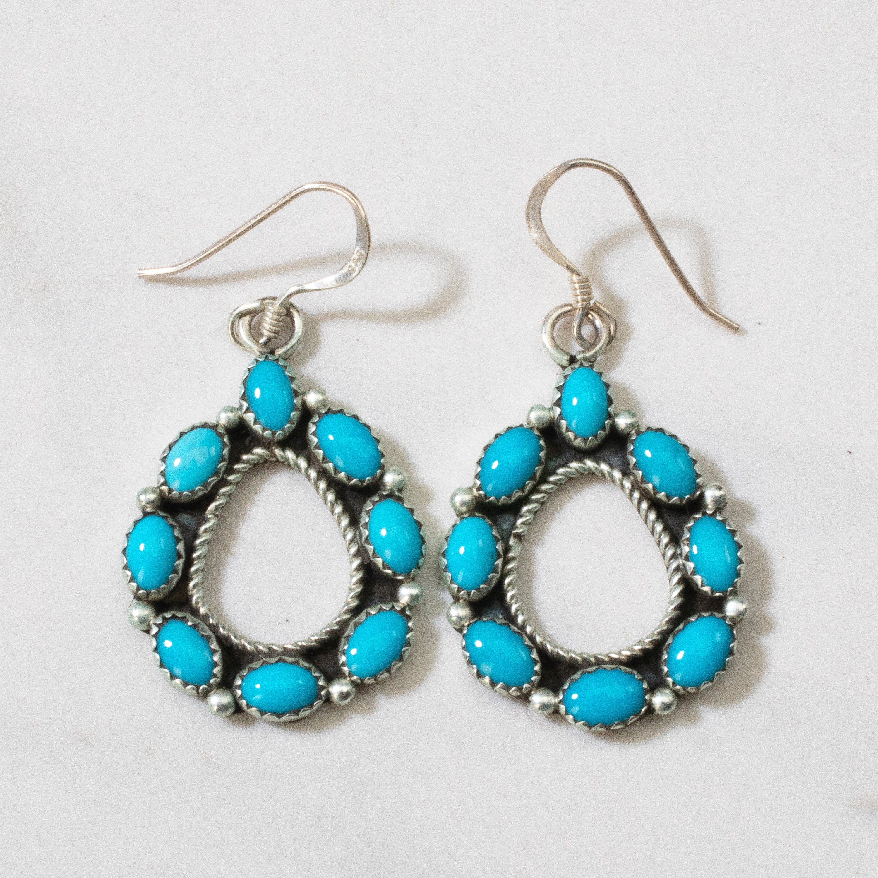 Kalifano Native American Jewelry Sleeping Beauty Turquoise Teardrop Navajo USA Native American Made 925 Sterling Silver Earrings with French Hook NAE700.007