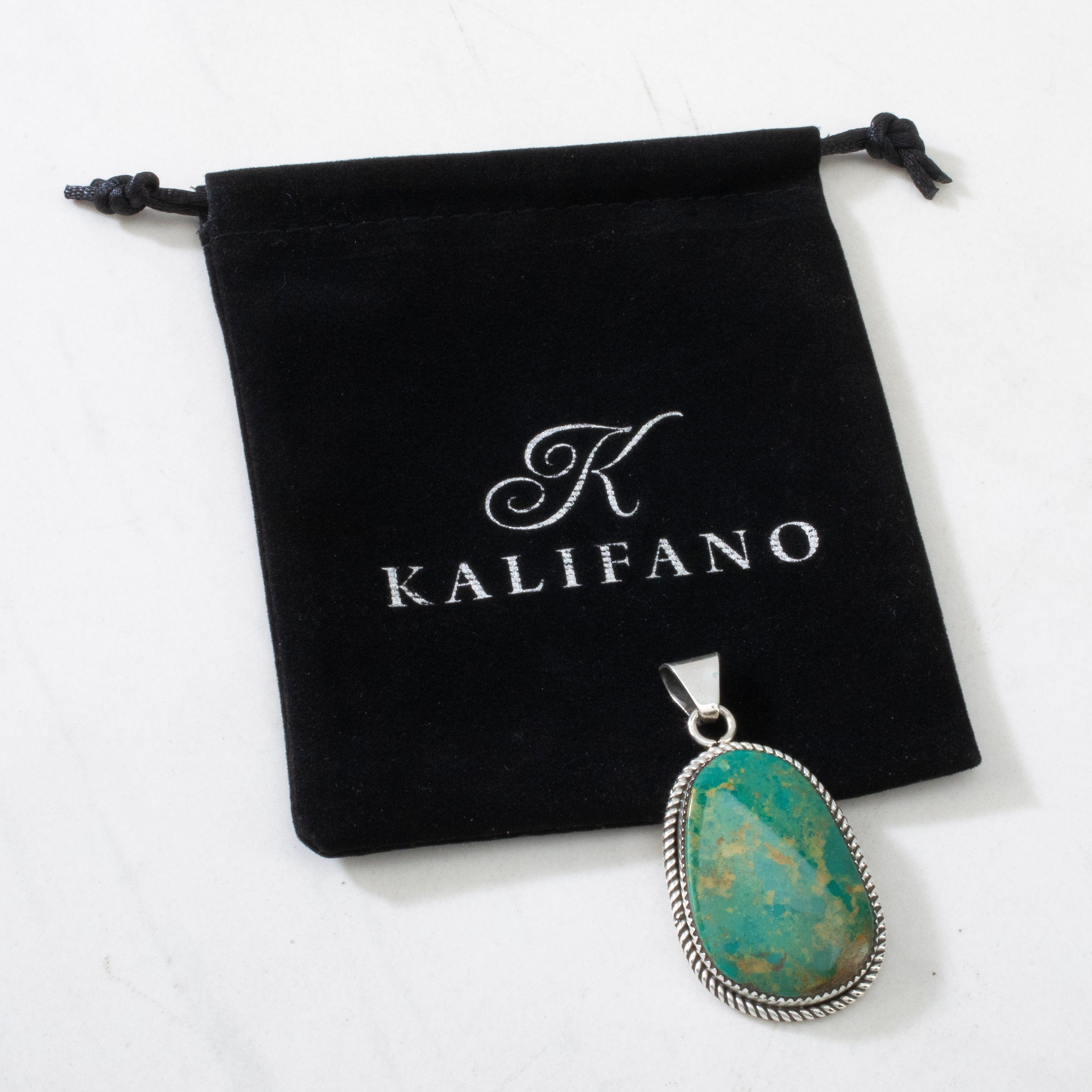 Kalifano Native American Jewelry Turquoise USA Native American Made 925 Sterling Silver Pendant NAN500.021