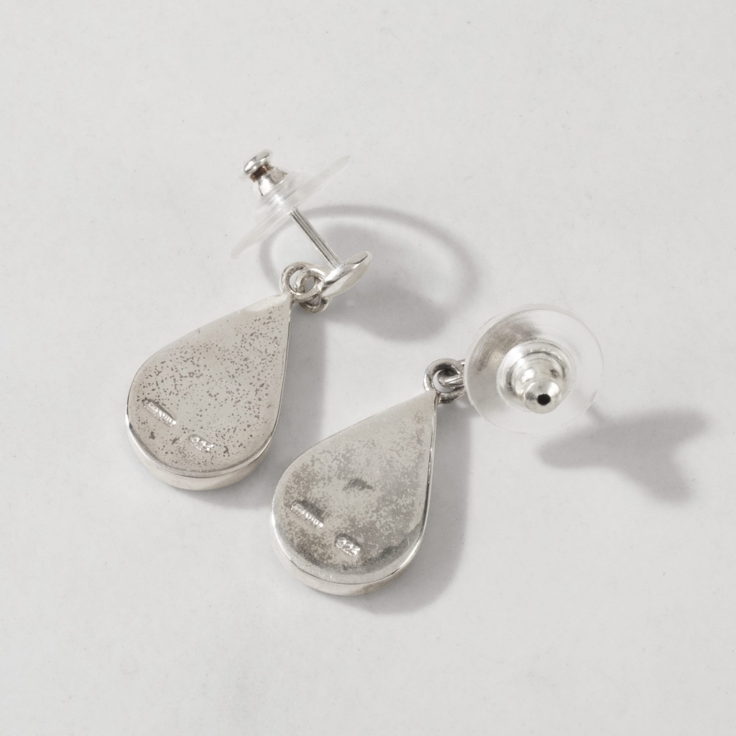 Kalifano Native American Jewelry Turquoise & White Opal Teardrop USA Native American Made 925 Sterling Silver Earrings with Stud Backing NAE500.018