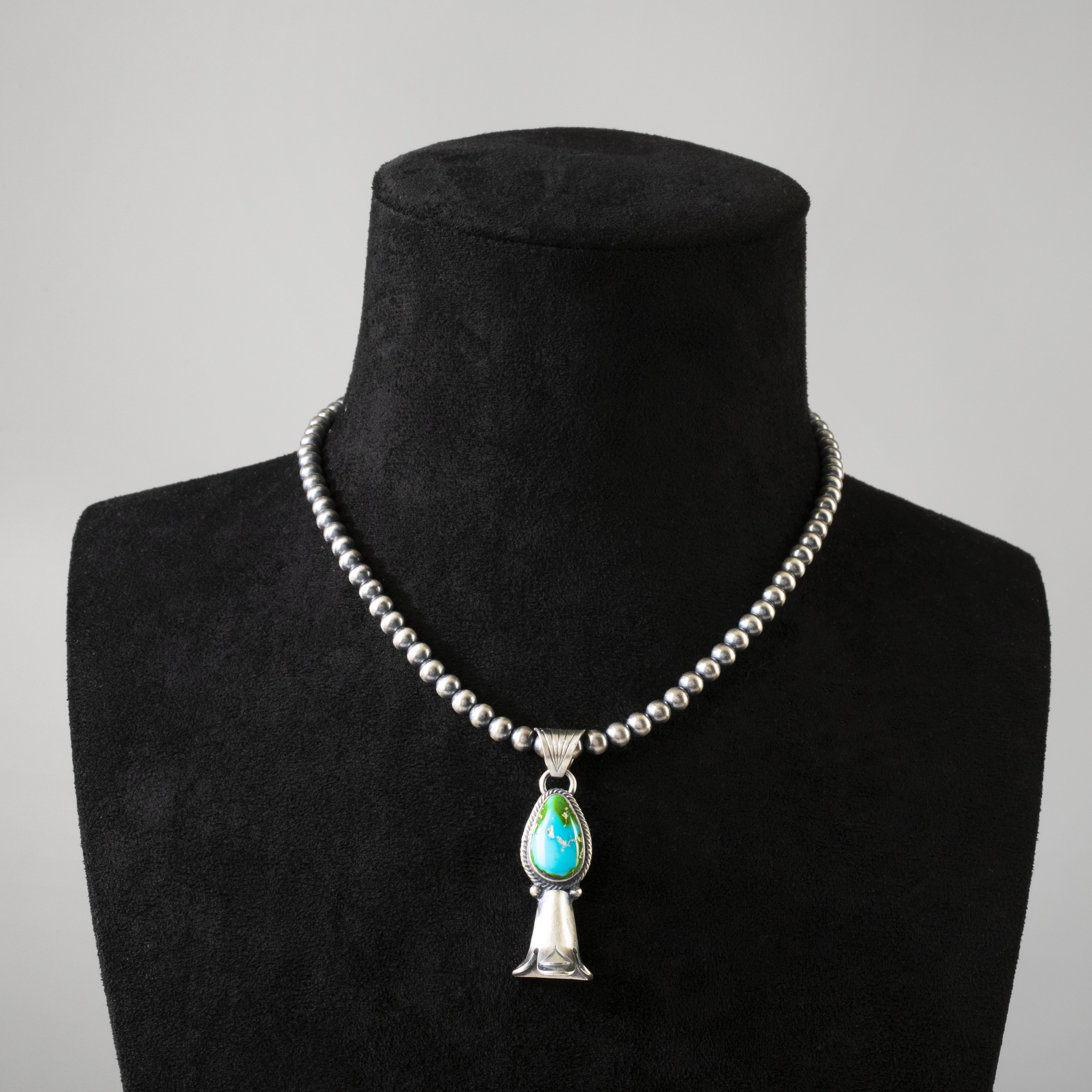 Kalifano Native American Jewelry Verley Betone Kingman Turquoise Navajo Pearl USA Native American Made 925 Sterling Silver Necklace NAN1000.010