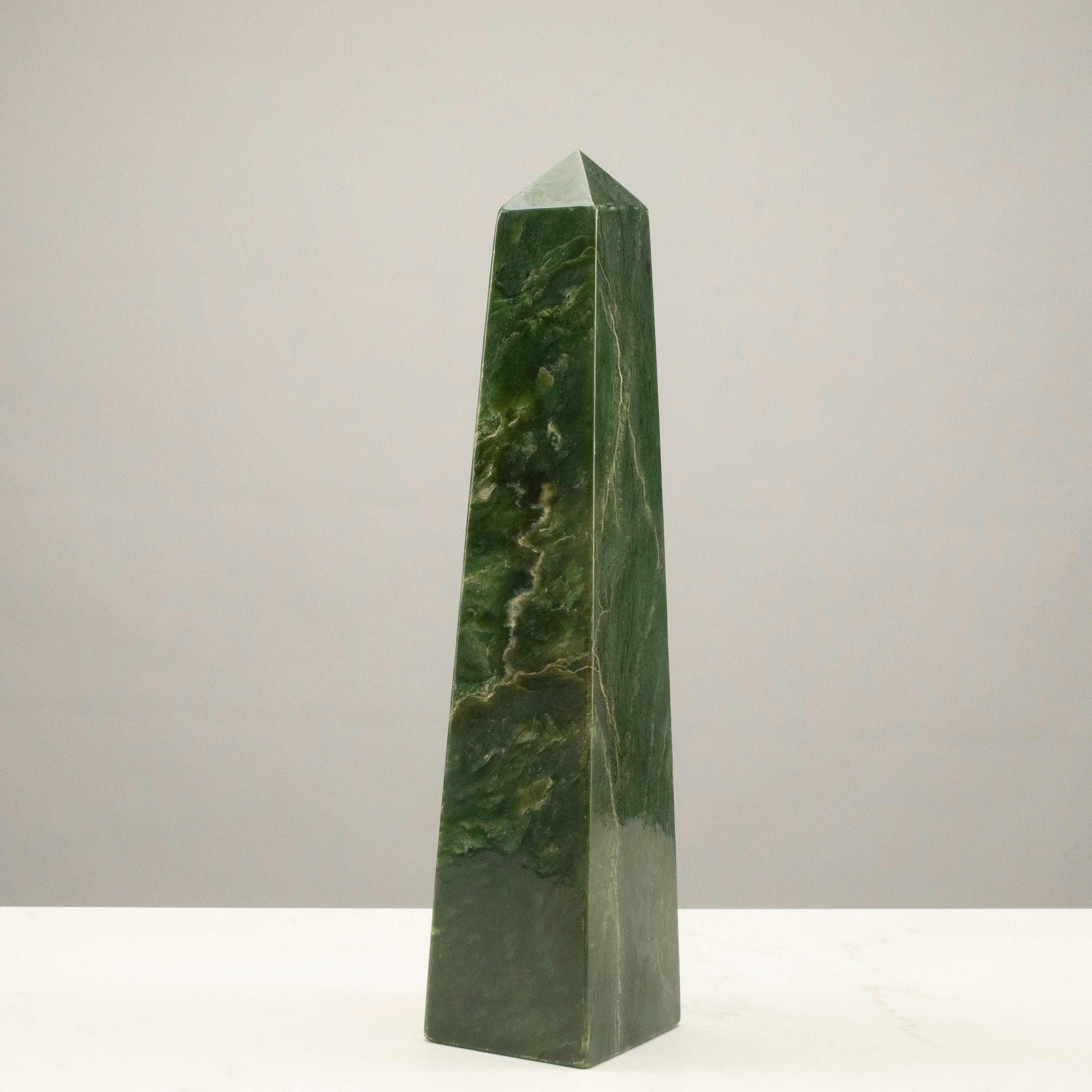 Kalifano Nephrite Jade Freeform Nephrite Jade Obelisk from Afghanistan - 15" / 10 lbs NJ3700.001