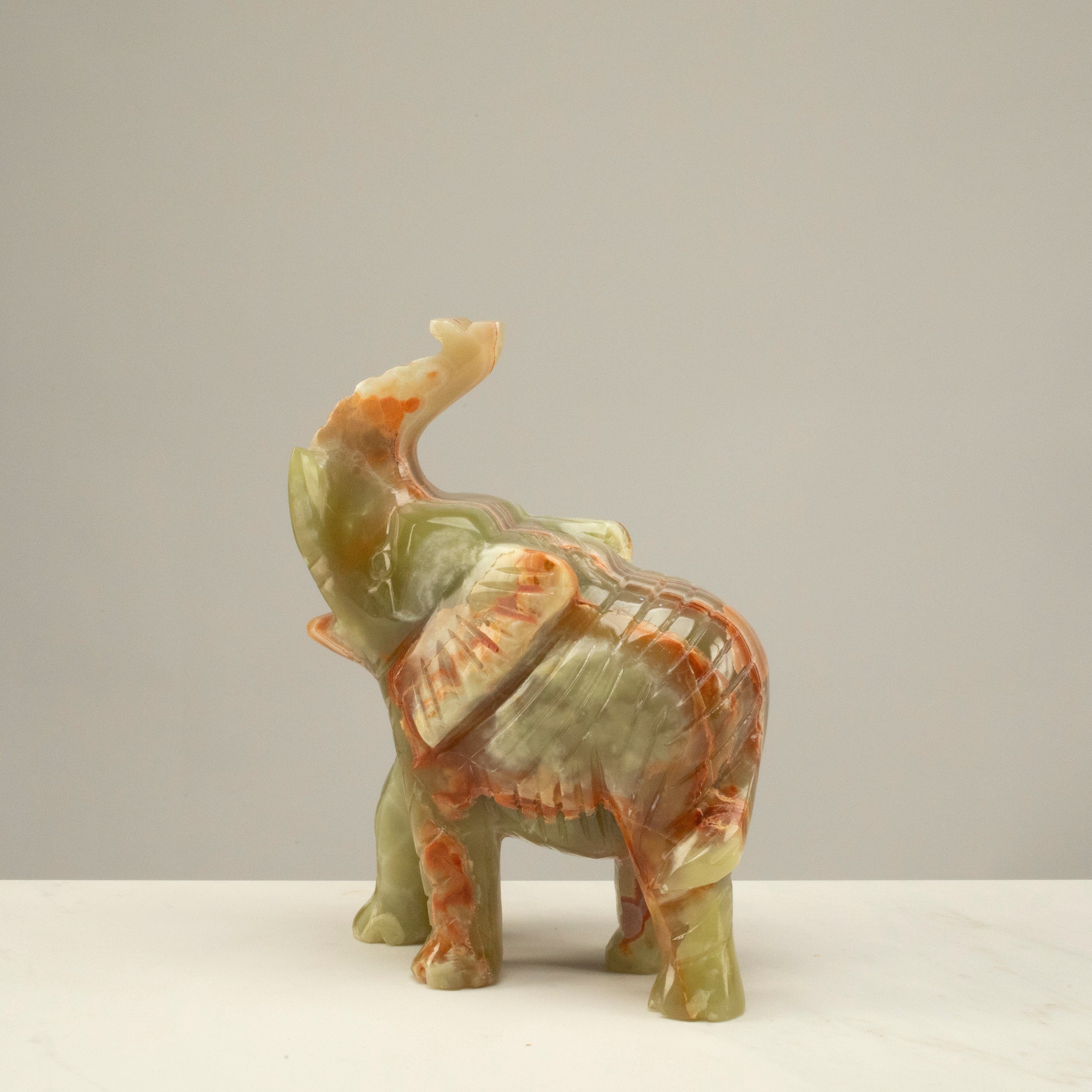 KALIFANO Pakistan Onyx Pakistan Green Onyx Elephant Carving PON-ELE8