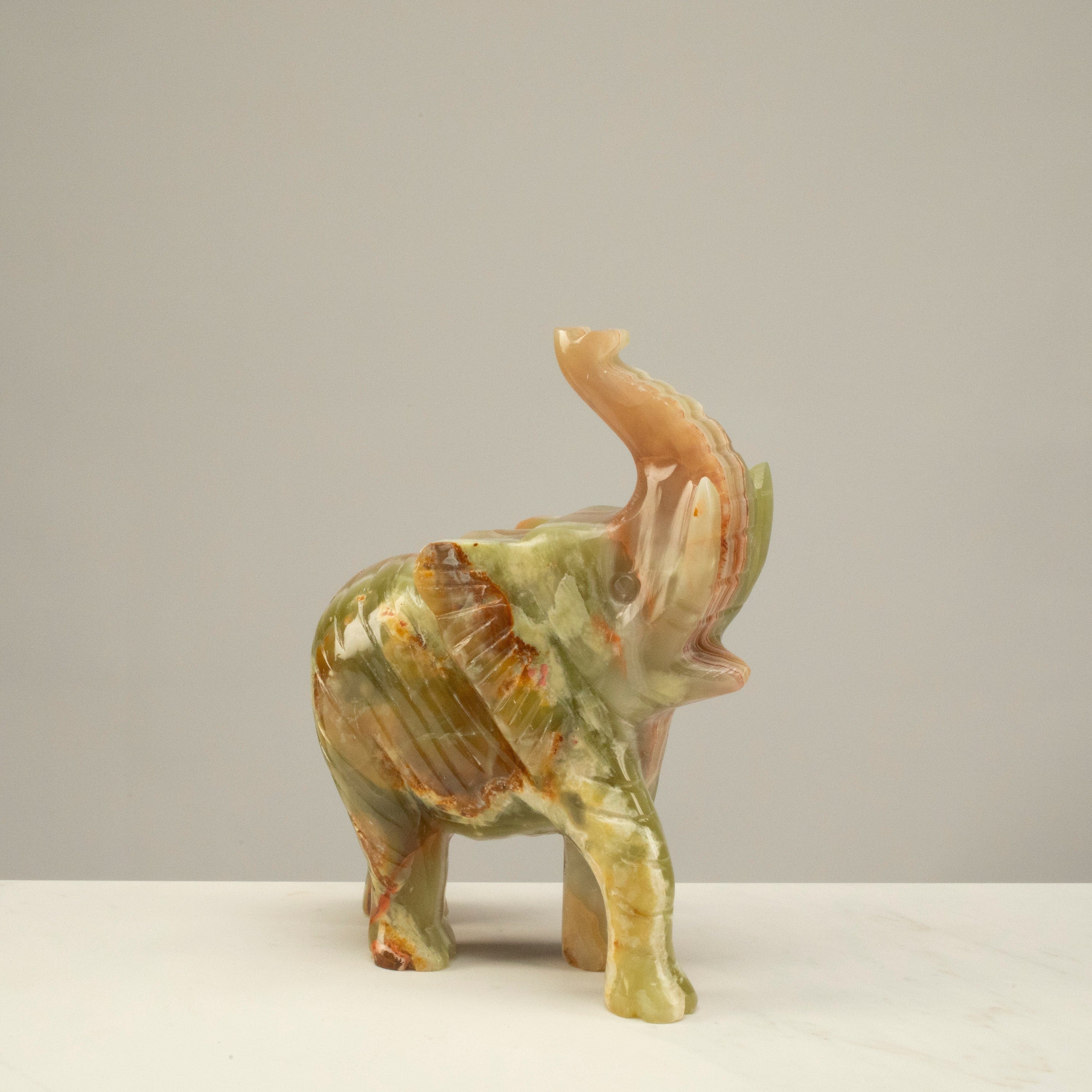 KALIFANO Pakistan Onyx Pakistan Green Onyx Elephant Carving PON-ELE8