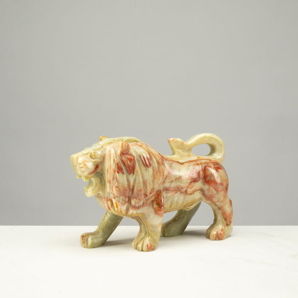 KALIFANO | Pakistan Green Onyx Lion Carving - Natural & Hand-carved
