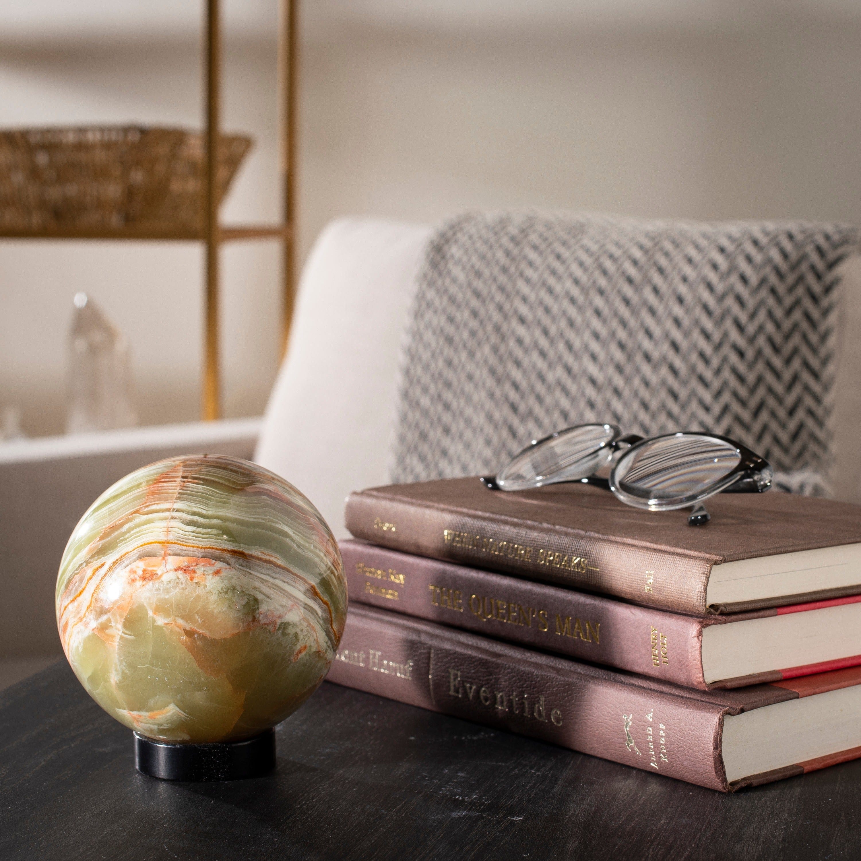 KALIFANO | Pakistan Green Onyx Sphere - Natural & Hand-carved