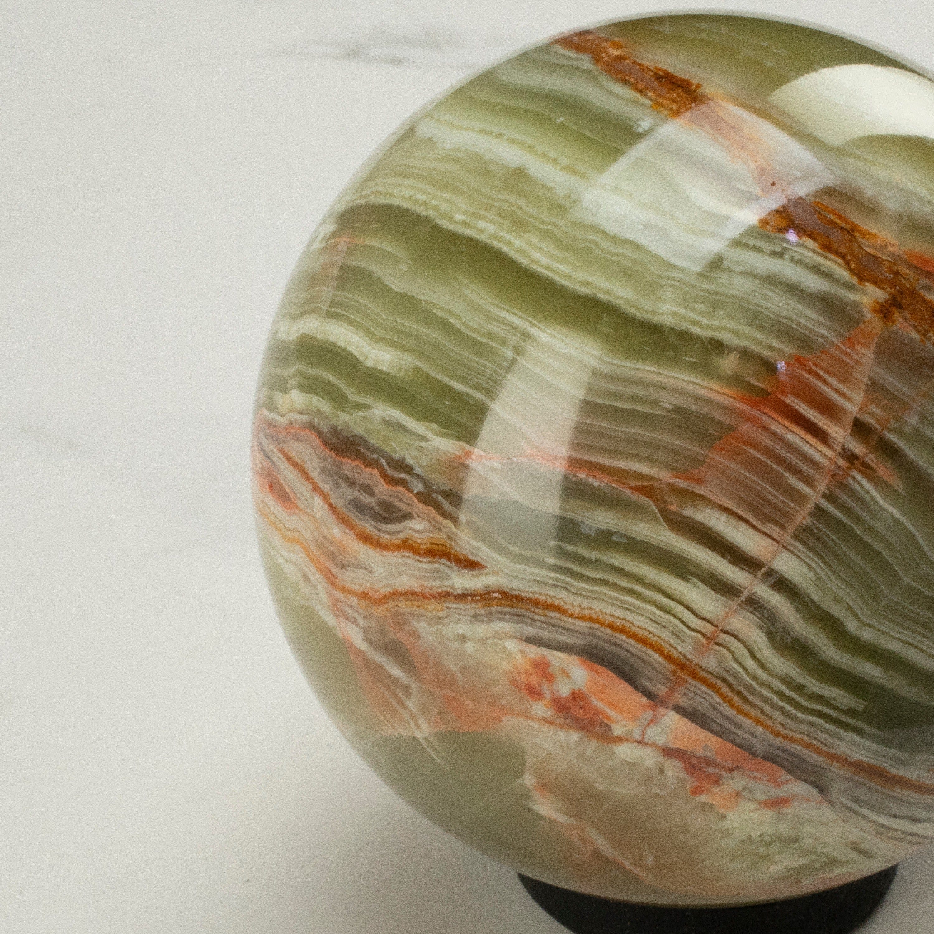 KALIFANO | Pakistan Green Onyx Sphere - Natural & Hand-carved