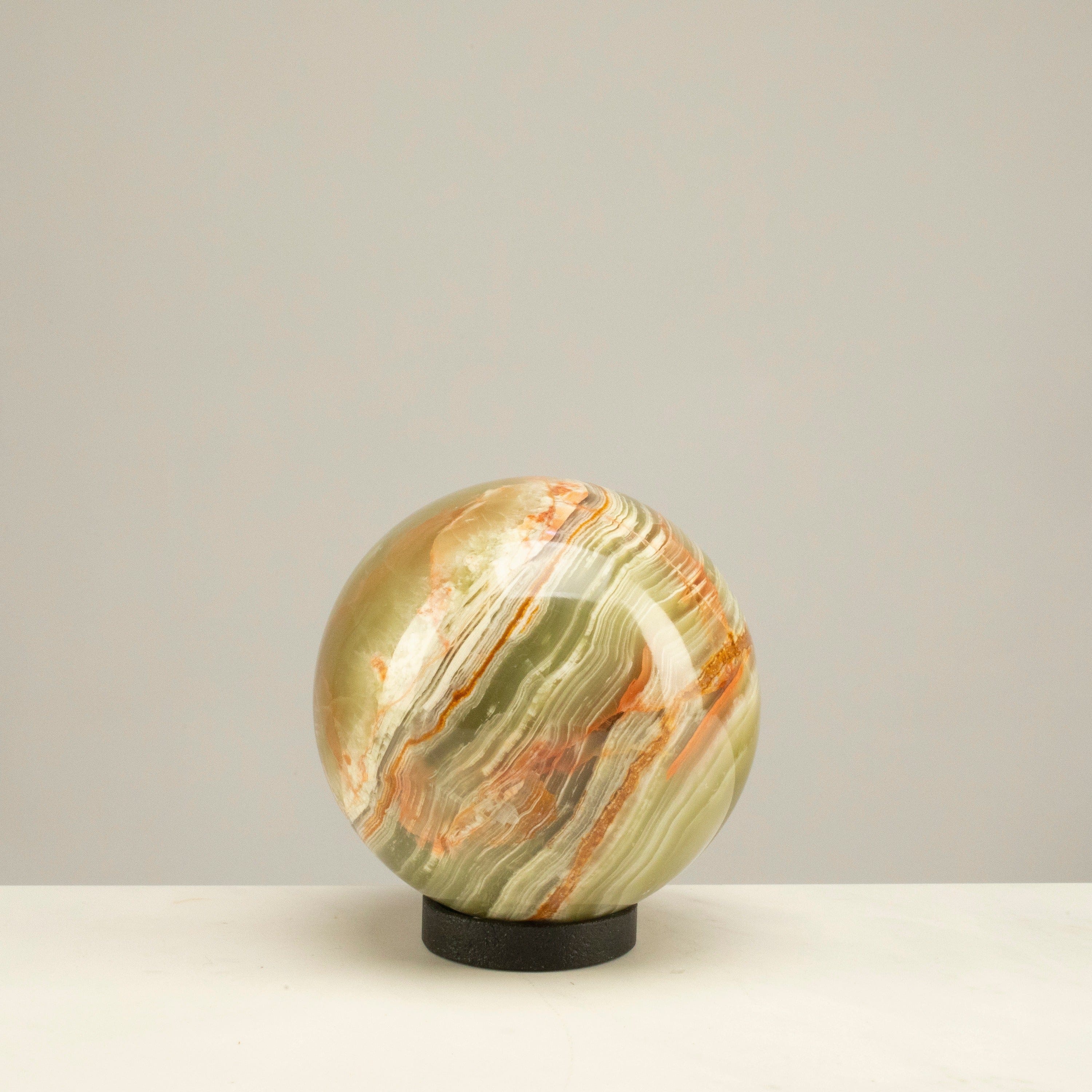 KALIFANO | Pakistan Green Onyx Sphere - Natural & Hand-carved