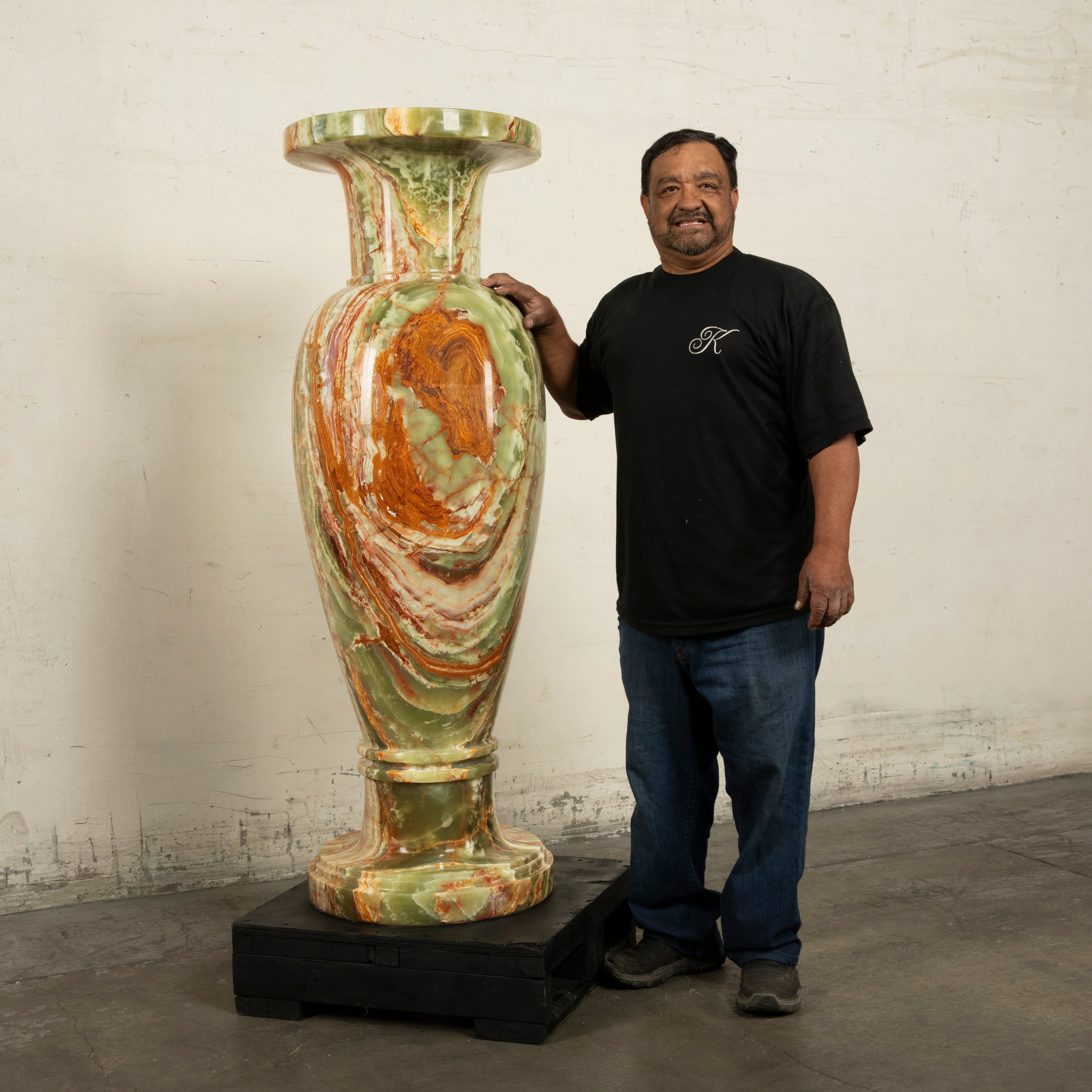 オニキス　フラワーベース　GENUINE ONYX　置物　ヴィンテージ 天然オニックス（オニキス）花瓶・飾り壺｜高級天然石インテリア