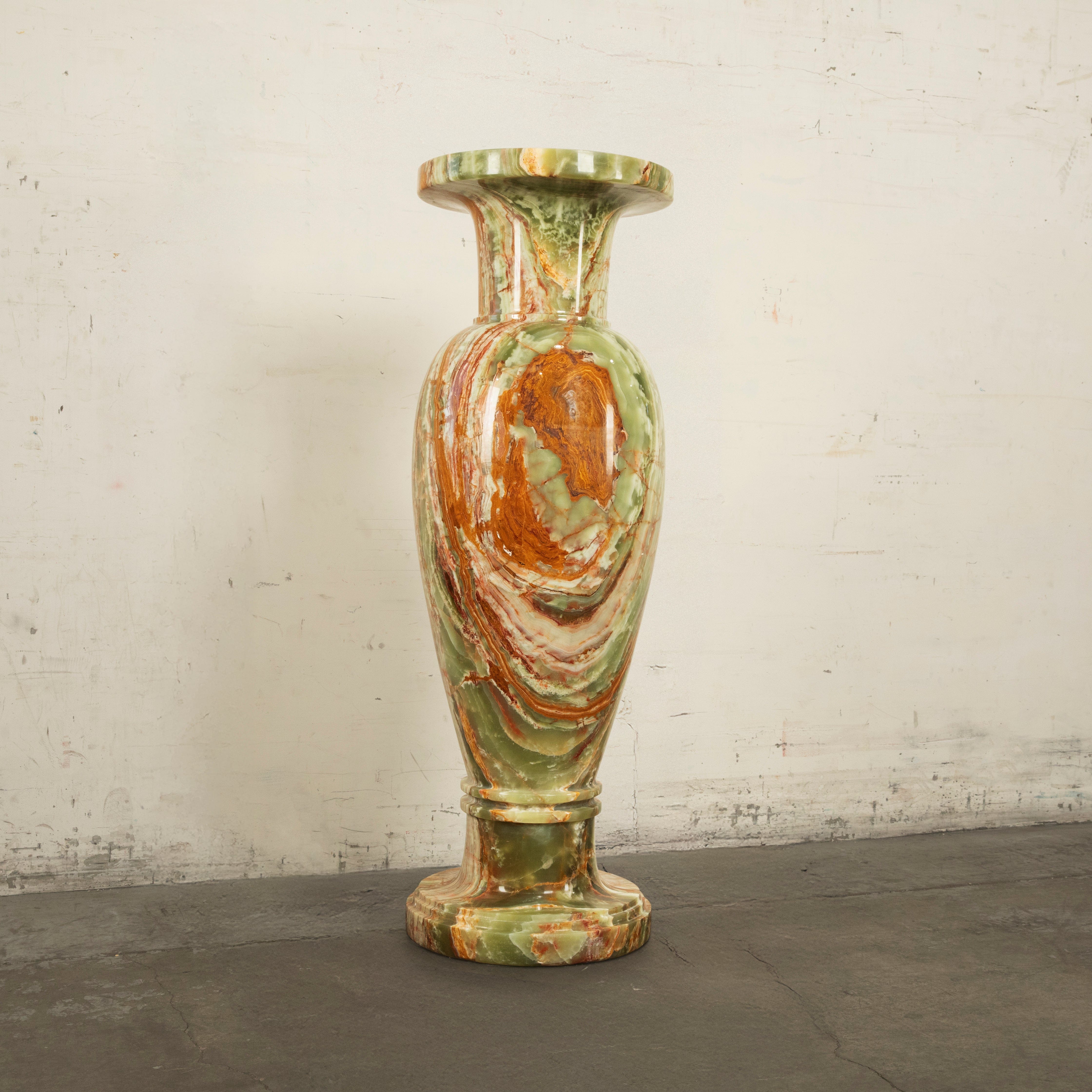 オニキス　フラワーベース　GENUINE ONYX　置物　ヴィンテージ 天然オニックス（オニキス）花瓶・飾り壺｜高級天然石インテリア