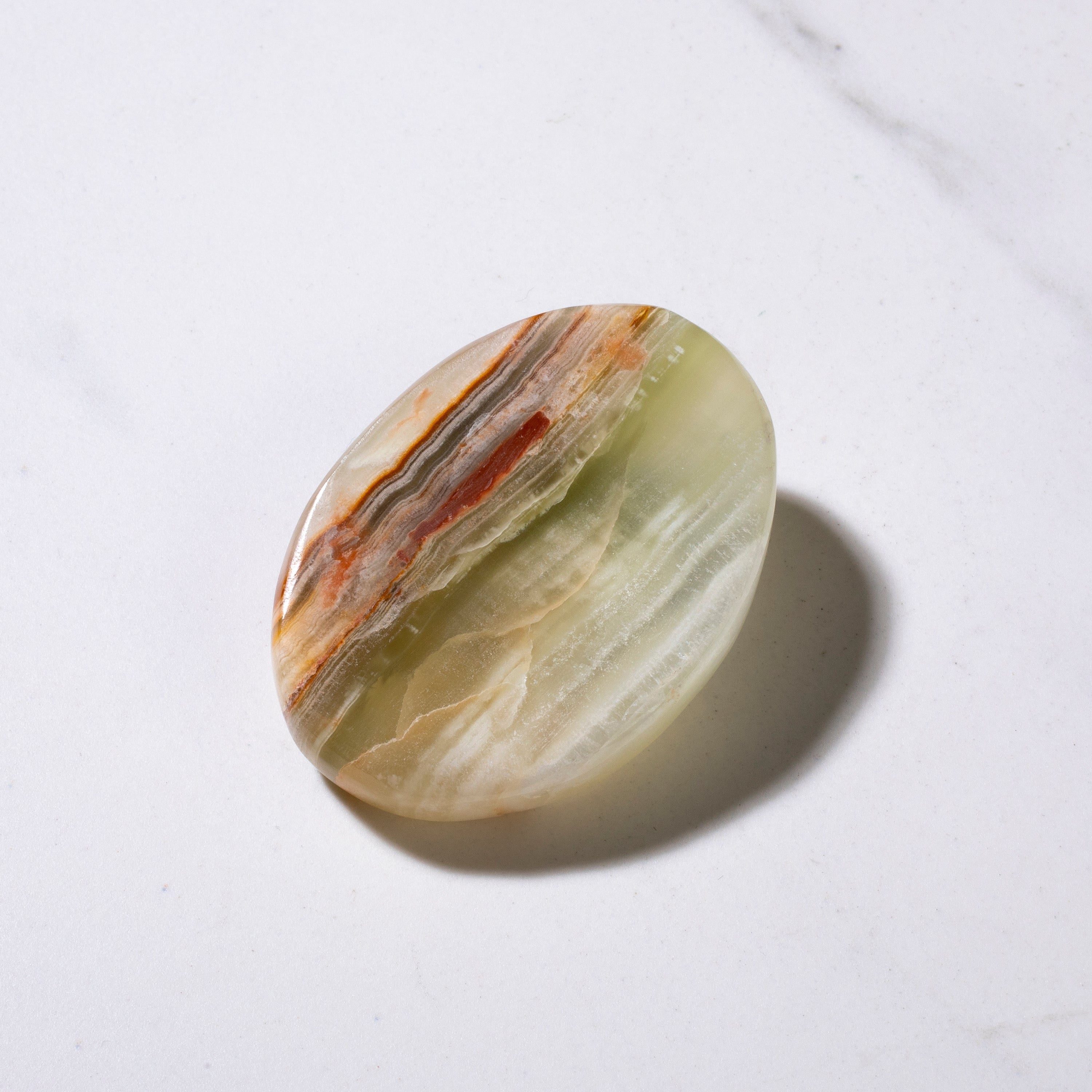 KALIFANO | Pakistan Green Onyx Worry Stone - Natural & Hand-carved