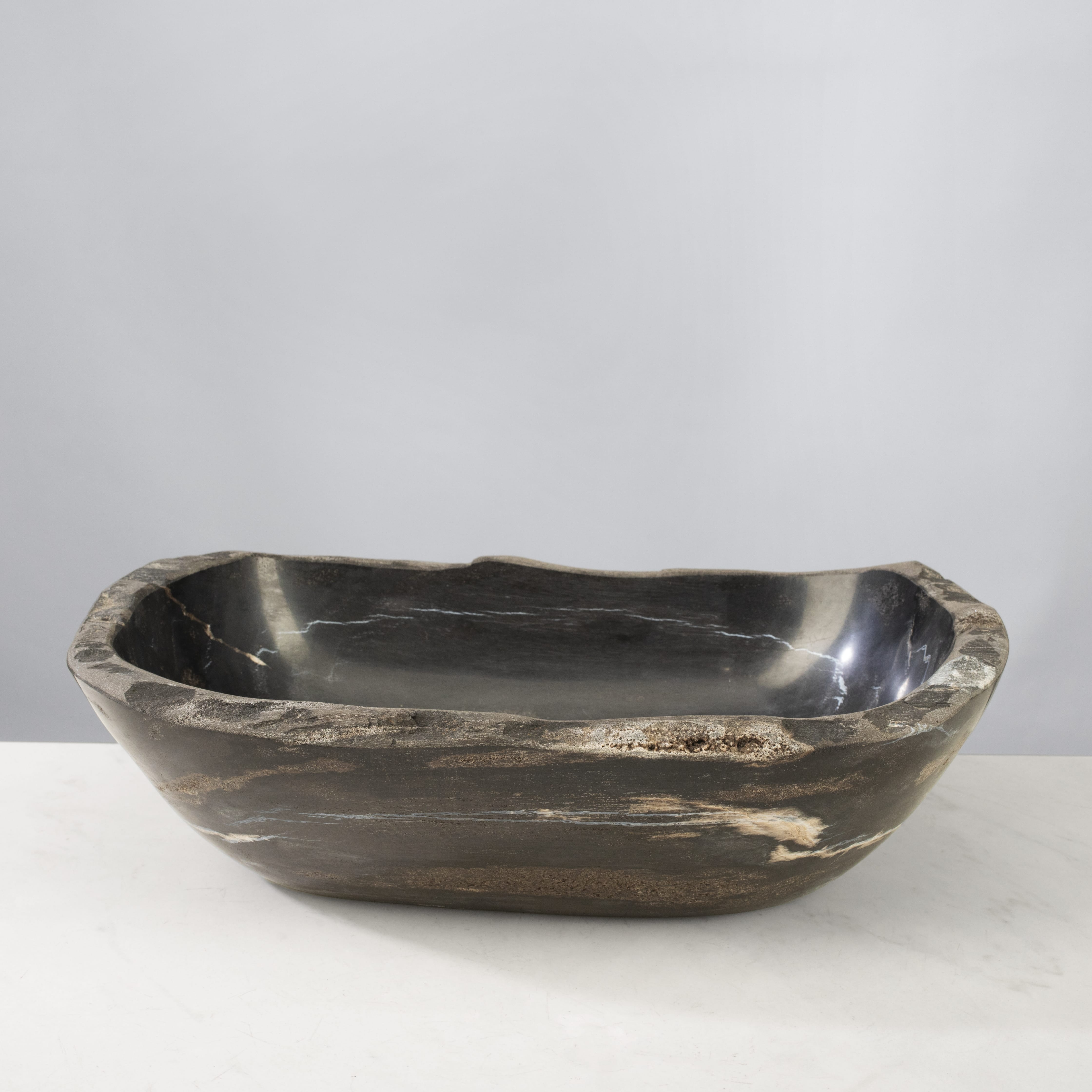 Kalifano Petrified Wood 13" Black Petrified Wood Bowl PWBO700-BK