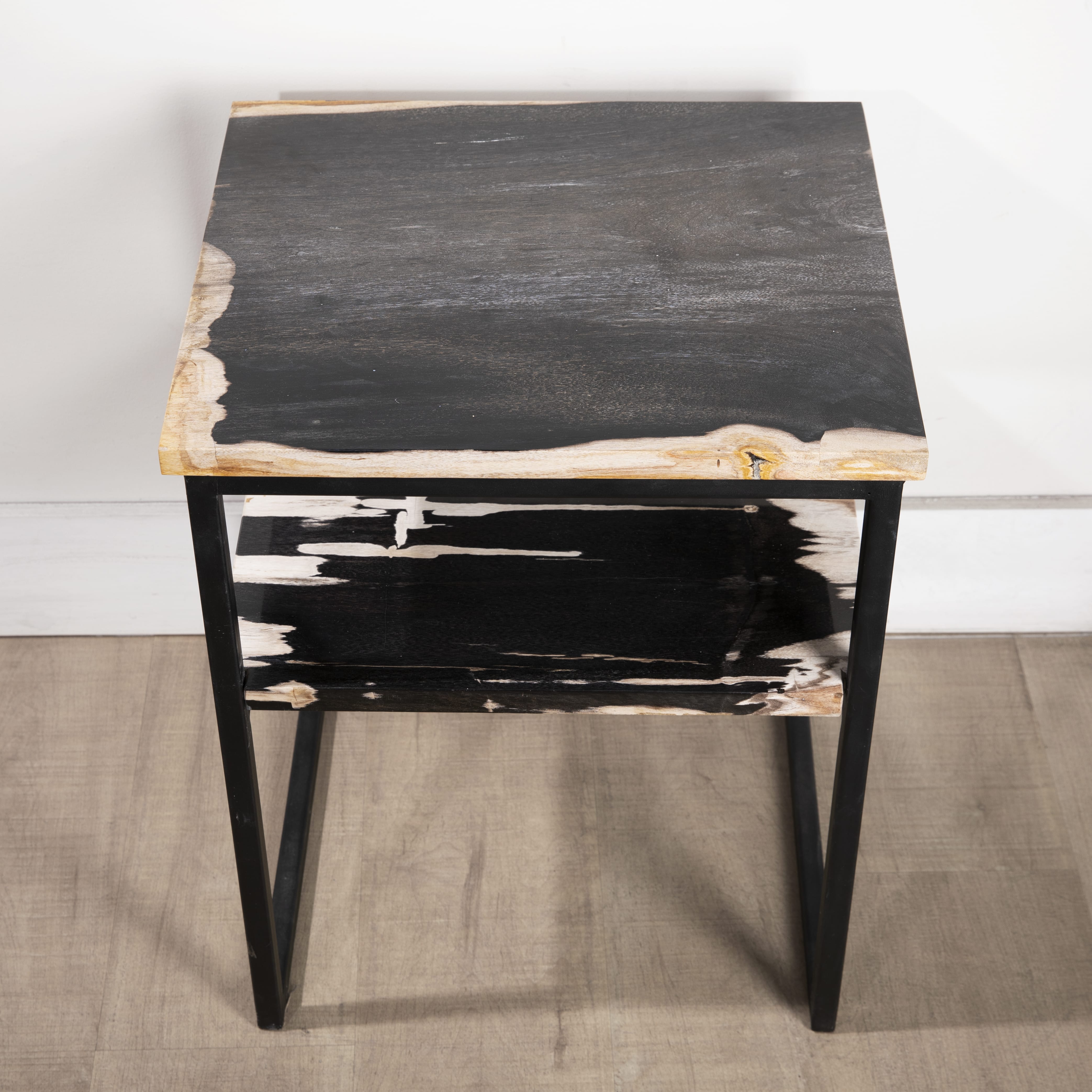 Kalifano Petrified Wood 22" Mixed Color Petrified Wood Side Table PWT1800-MIX