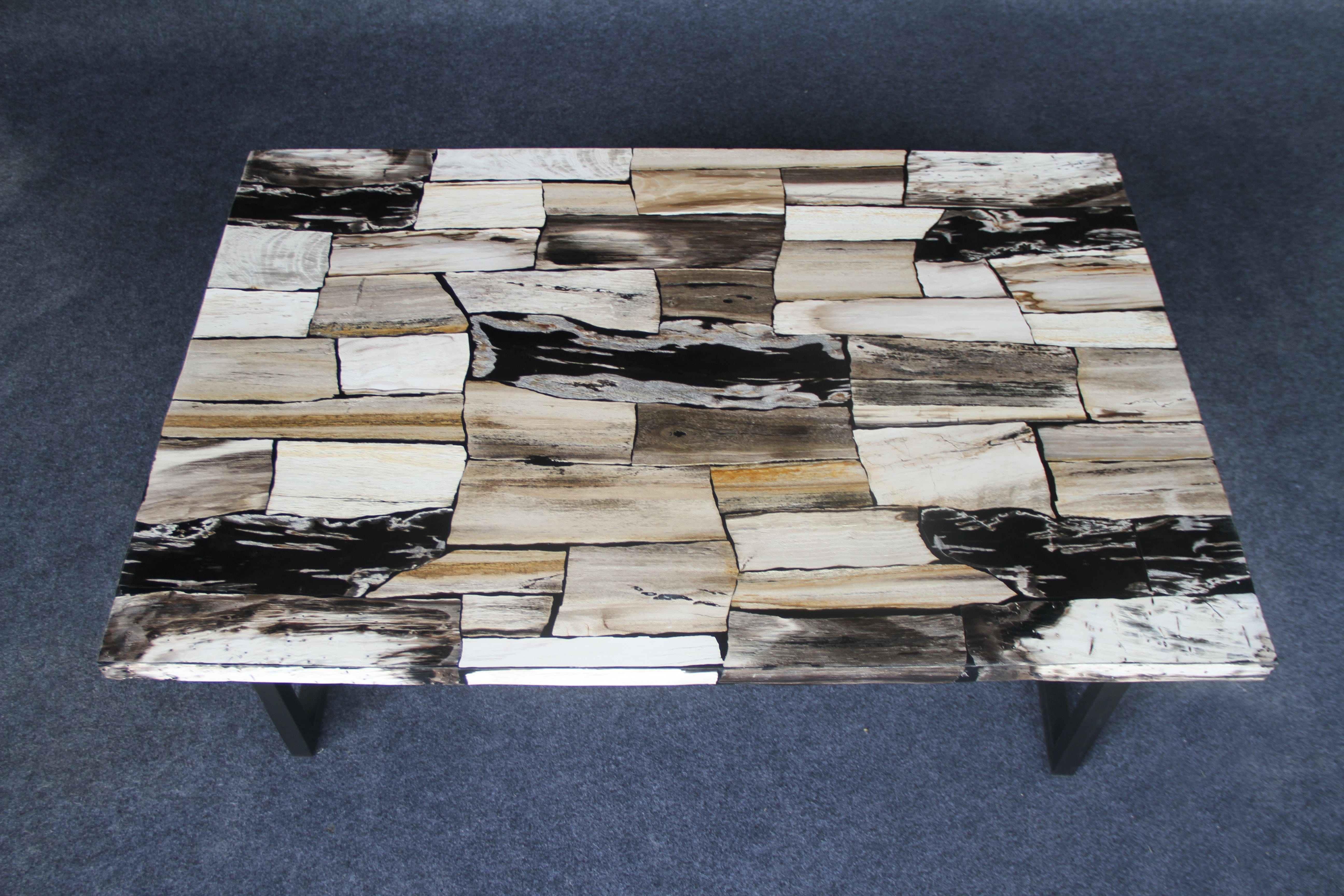 Kalifano Petrified Wood 47" Brown Petrified Wood Mosaic Coffee Table PWT10800.007