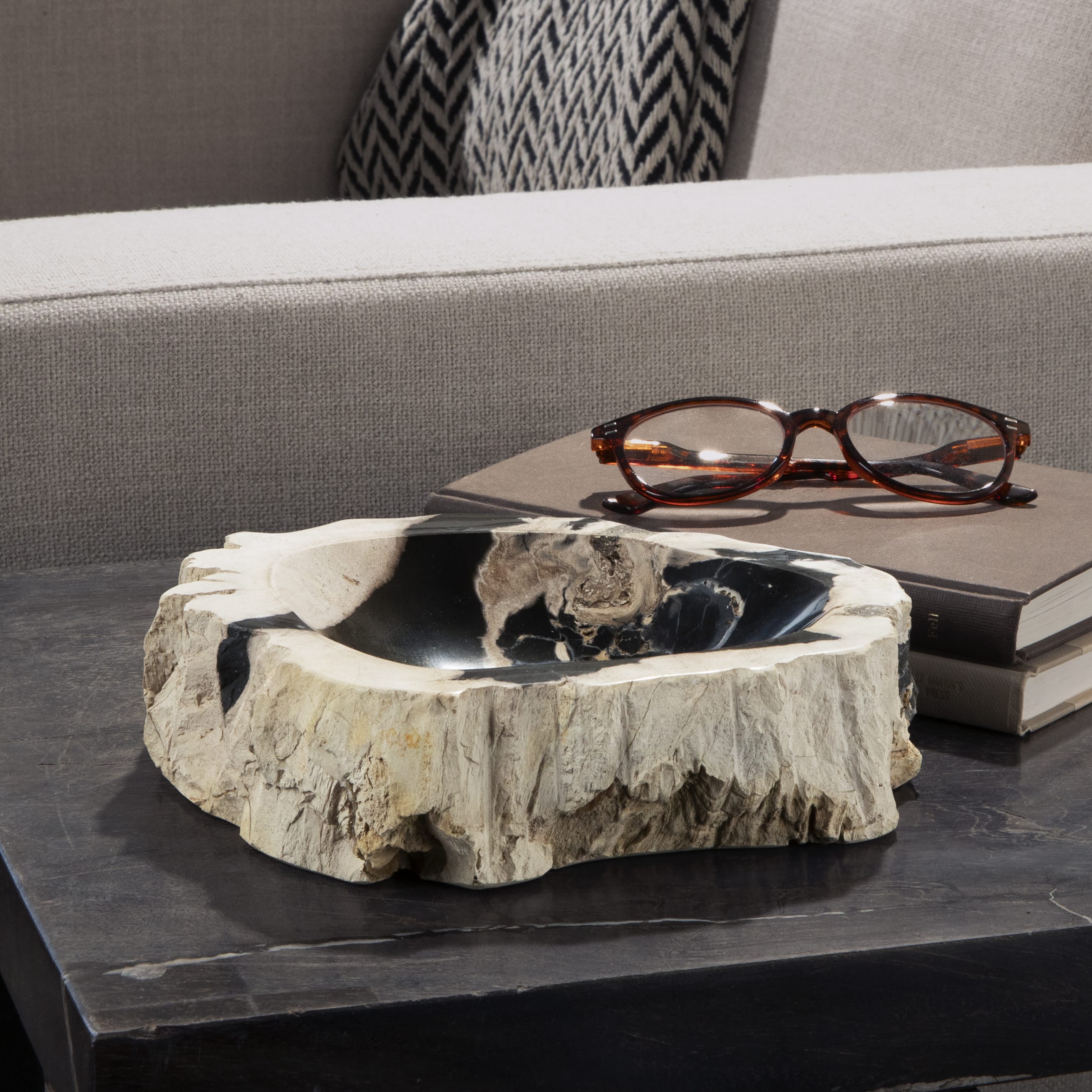 Kalifano Petrified Wood 7" Petrified Wood Catchall Organizing Bowl & Jewelry Dish PWAT250-MIX