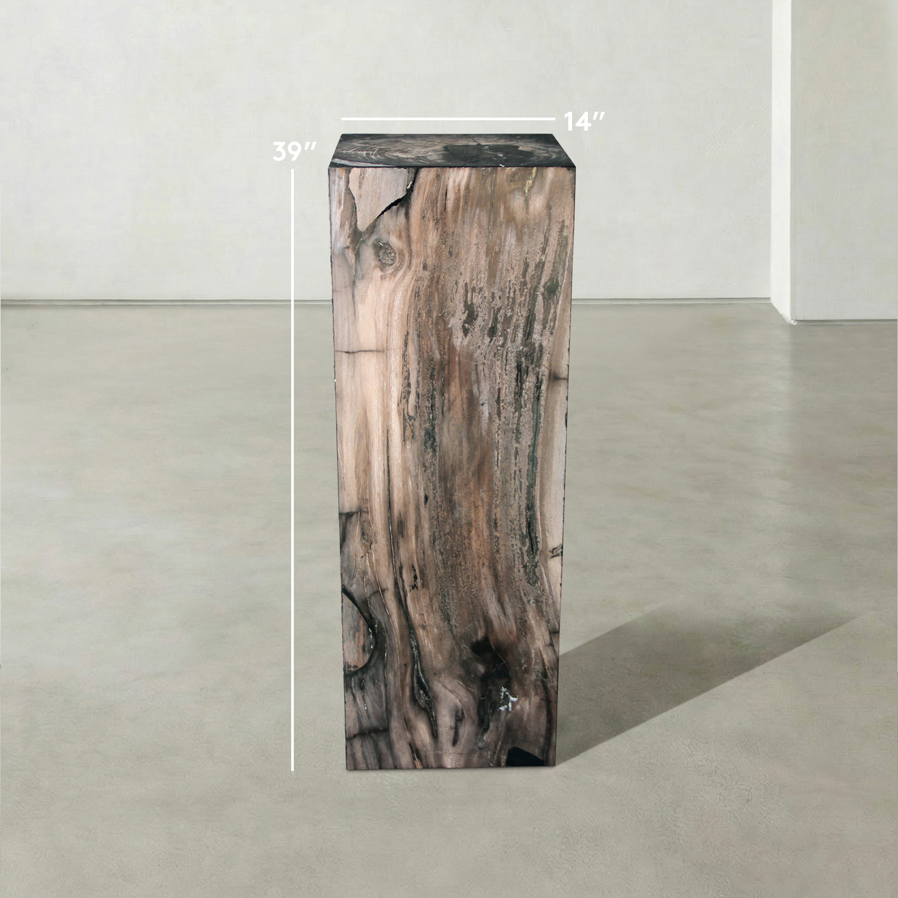 Kalifano Petrified Wood Natural Petrified Wood Hollow Square Pedestal from Indonesia - 39" / 174 lbs PWP8000.066