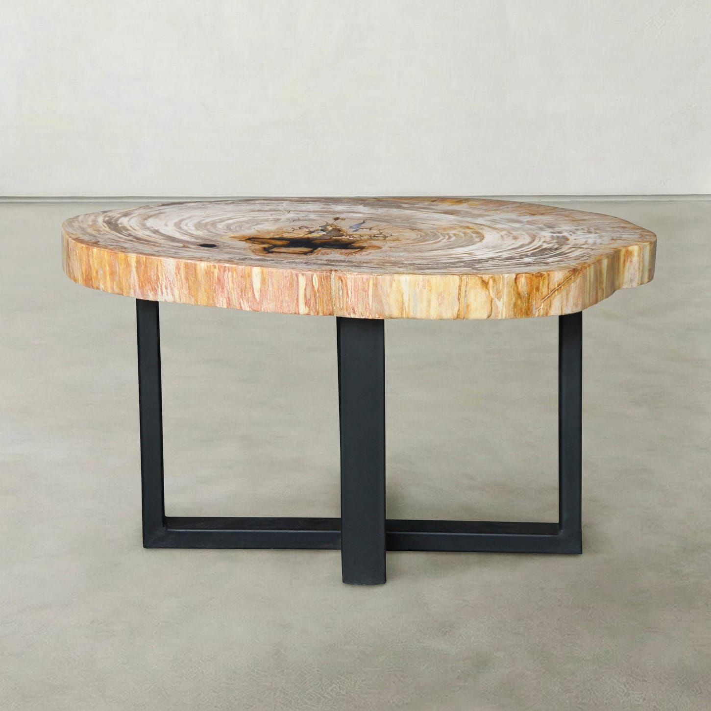 Kalifano Petrified Wood Natural Petrified Wood Round Slab Coffee Table from Indonesia - 31" / 111 lbs PWT4500.014
