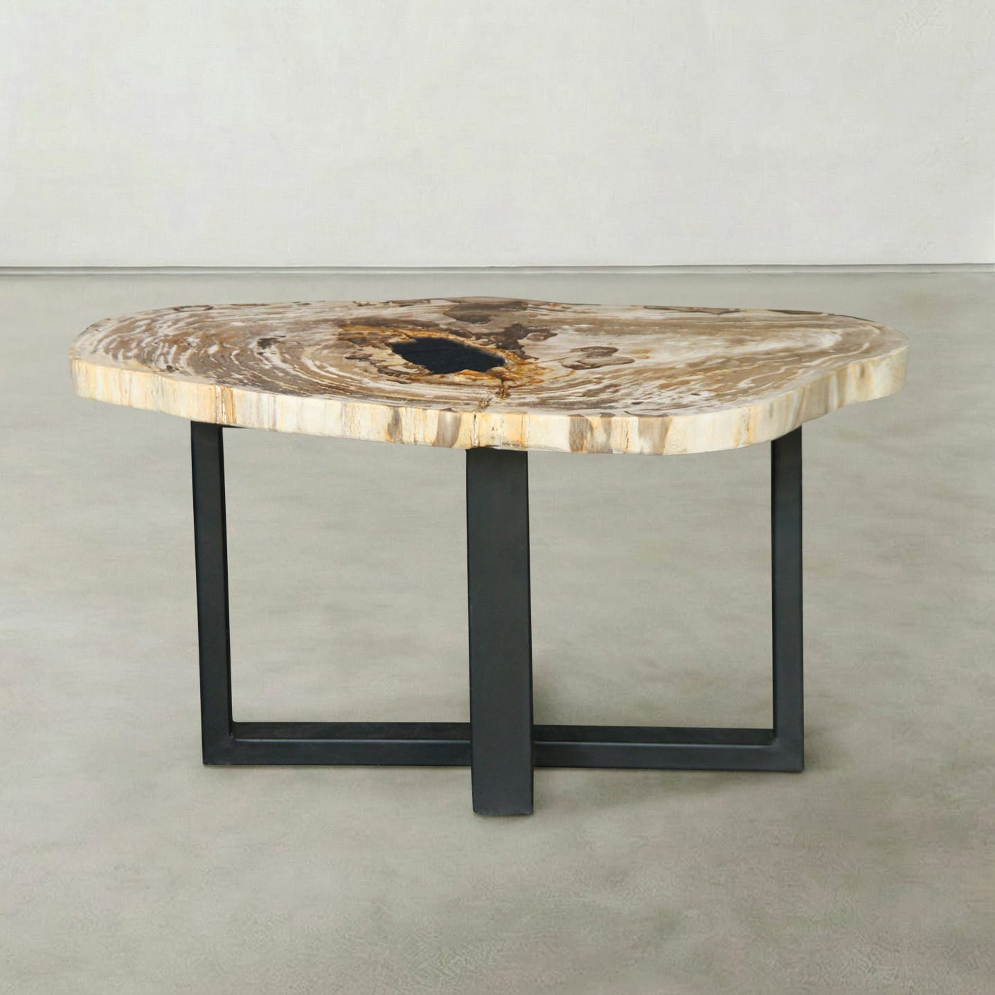 Kalifano Petrified Wood Natural Petrified Wood Round Slab Coffee Table from Indonesia - 31" / 71 lbs PWT3100.003