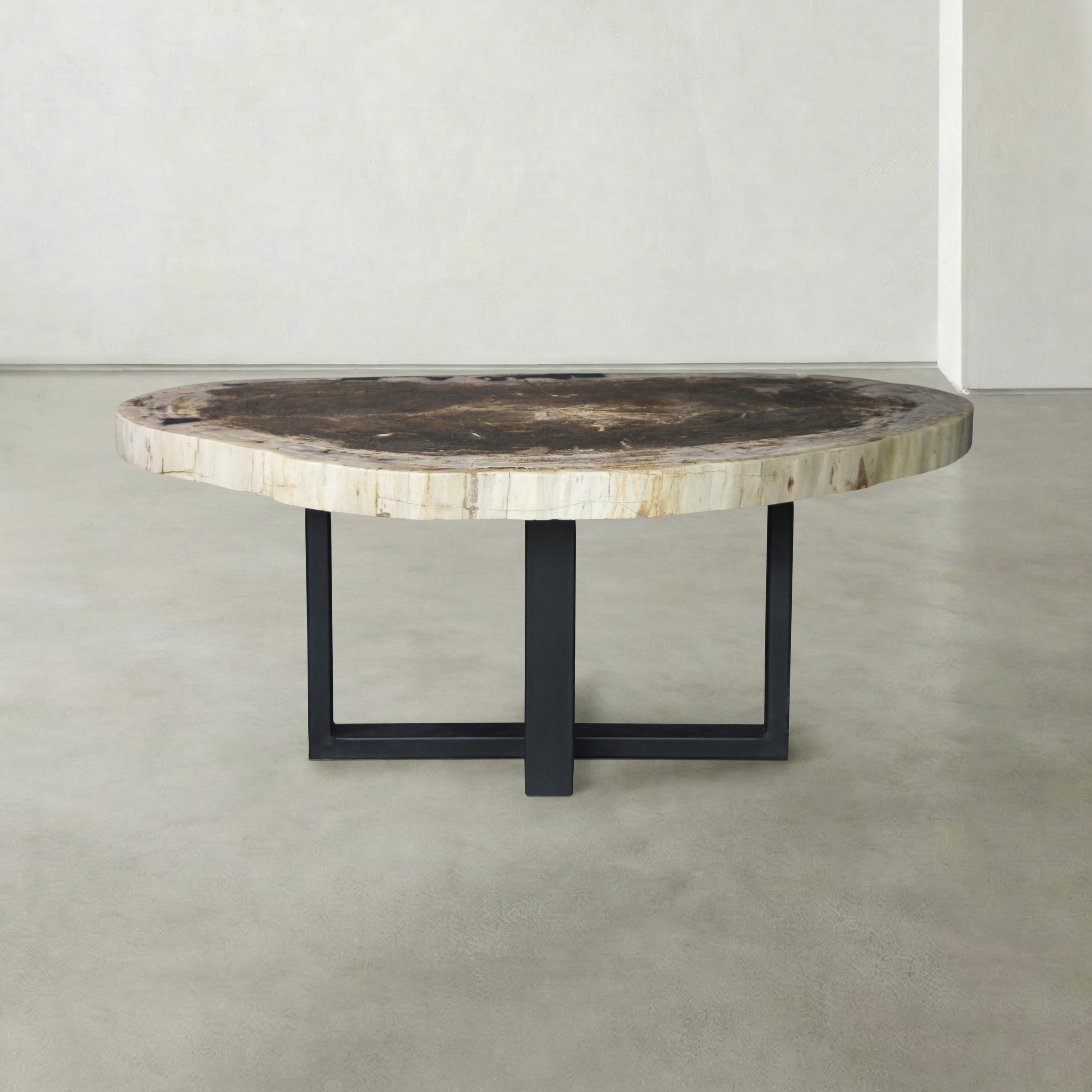 Kalifano Petrified Wood Natural Petrified Wood Round Slab Coffee Table from Indonesia - 41" / 161 lbs PWT6400.009