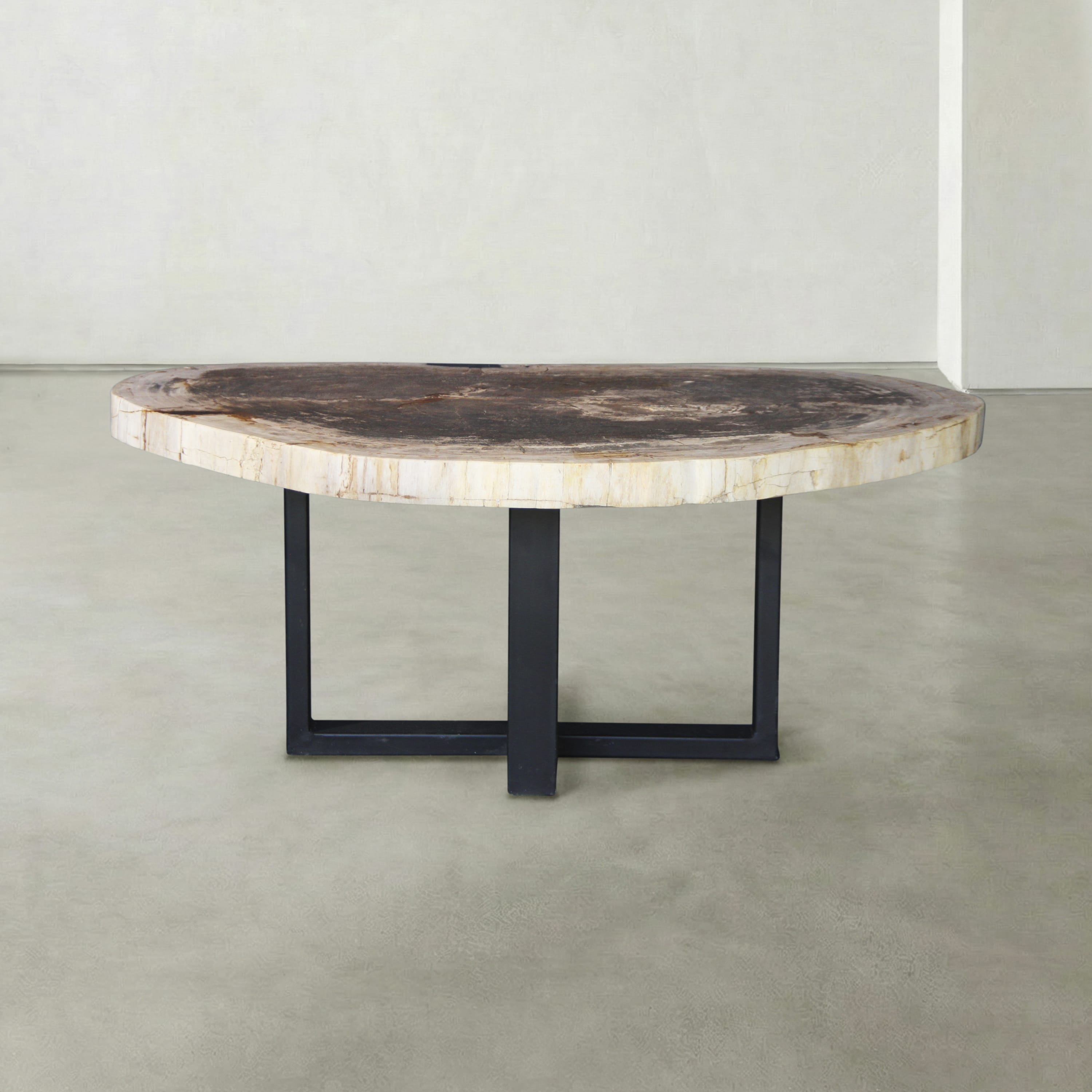 Kalifano Petrified Wood Natural Petrified Wood Round Slab Coffee Table from Indonesia - 42" / 144 lbs PWT5700.004