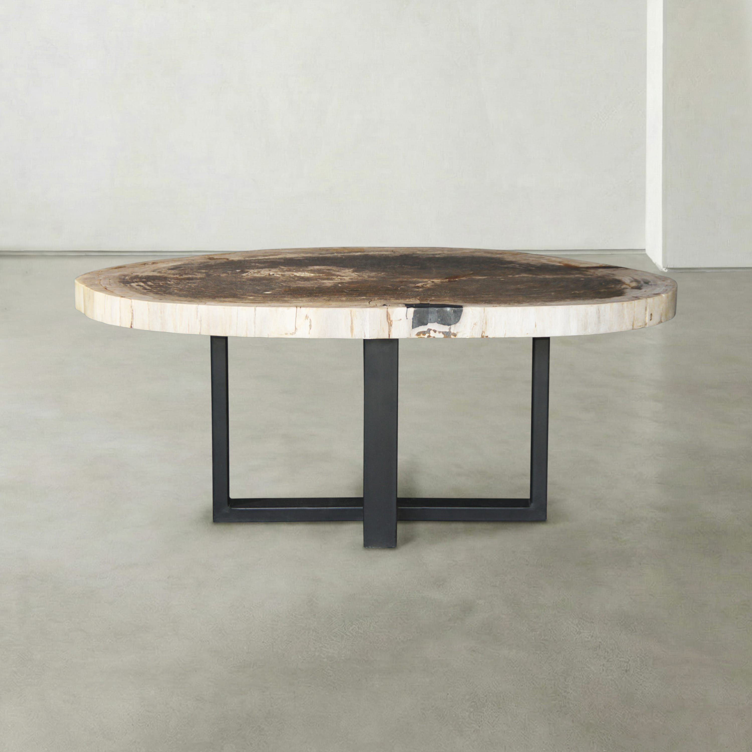 Kalifano Petrified Wood Natural Petrified Wood Round Slab Coffee Table from Indonesia - 42" / 144 lbs PWT5700.004