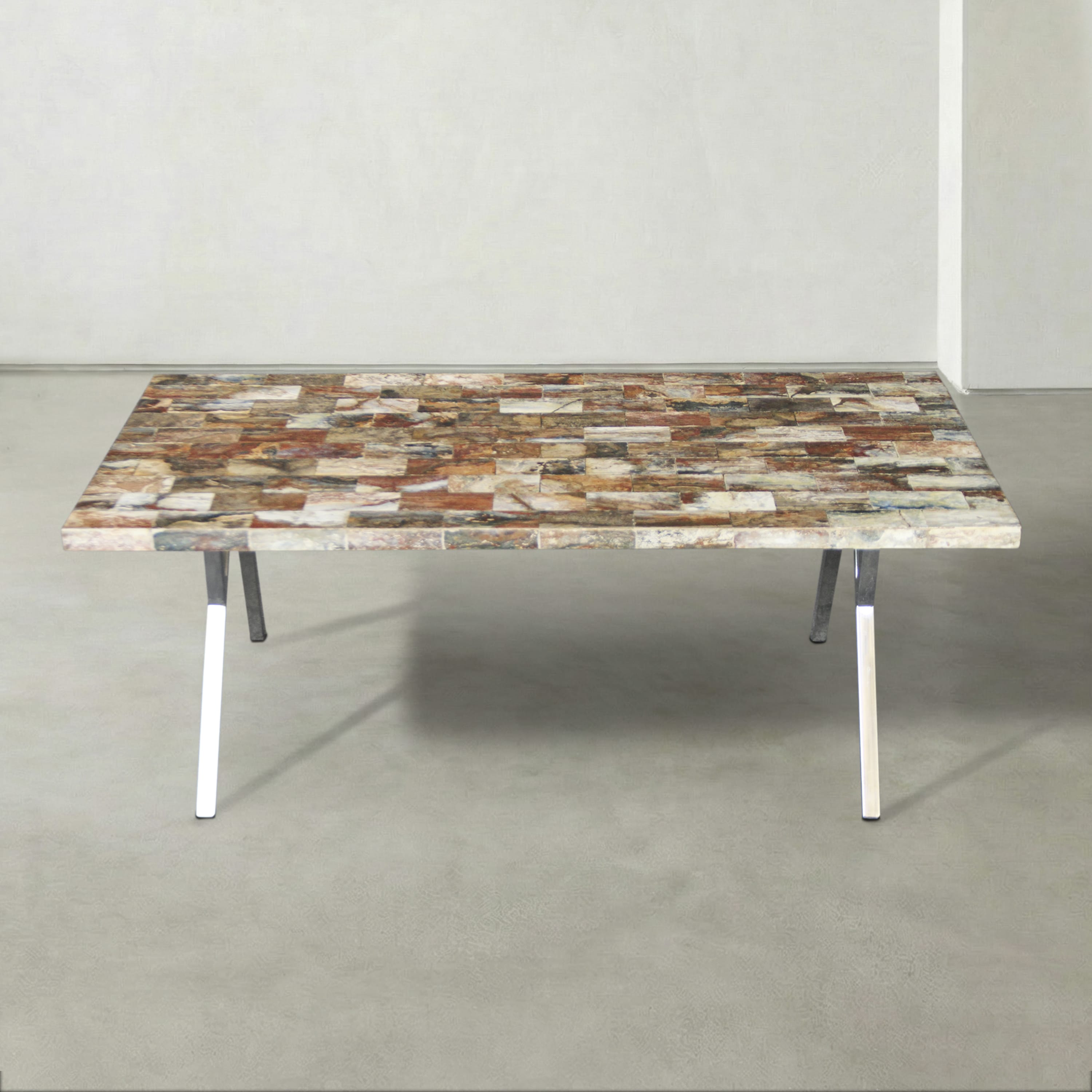 Kalifano Petrified Wood Natural Polished Jasper Rectangular Table Top from Indonesia - 39" / 44 lbs PWR4600.004