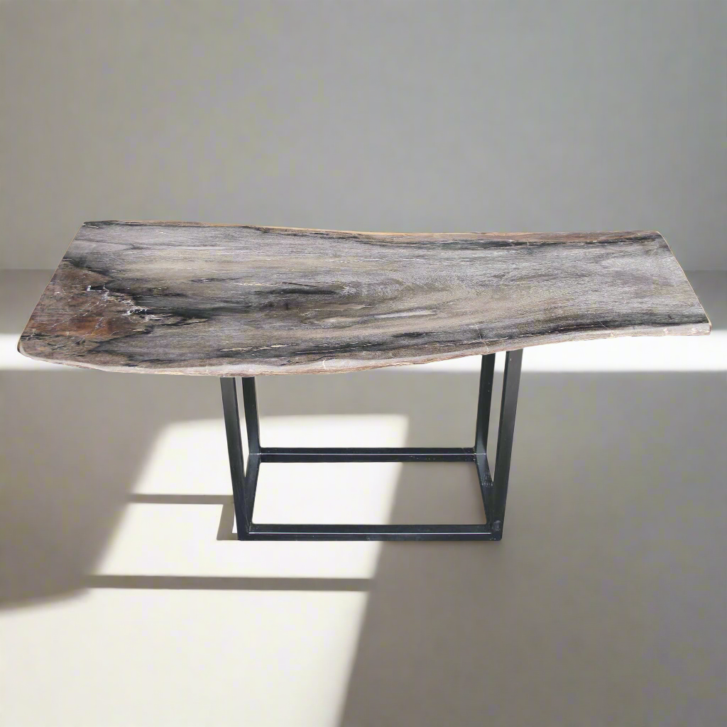 Natural Polished Petrified Wood Console Table from Indonesia - 47" / 88 lbs