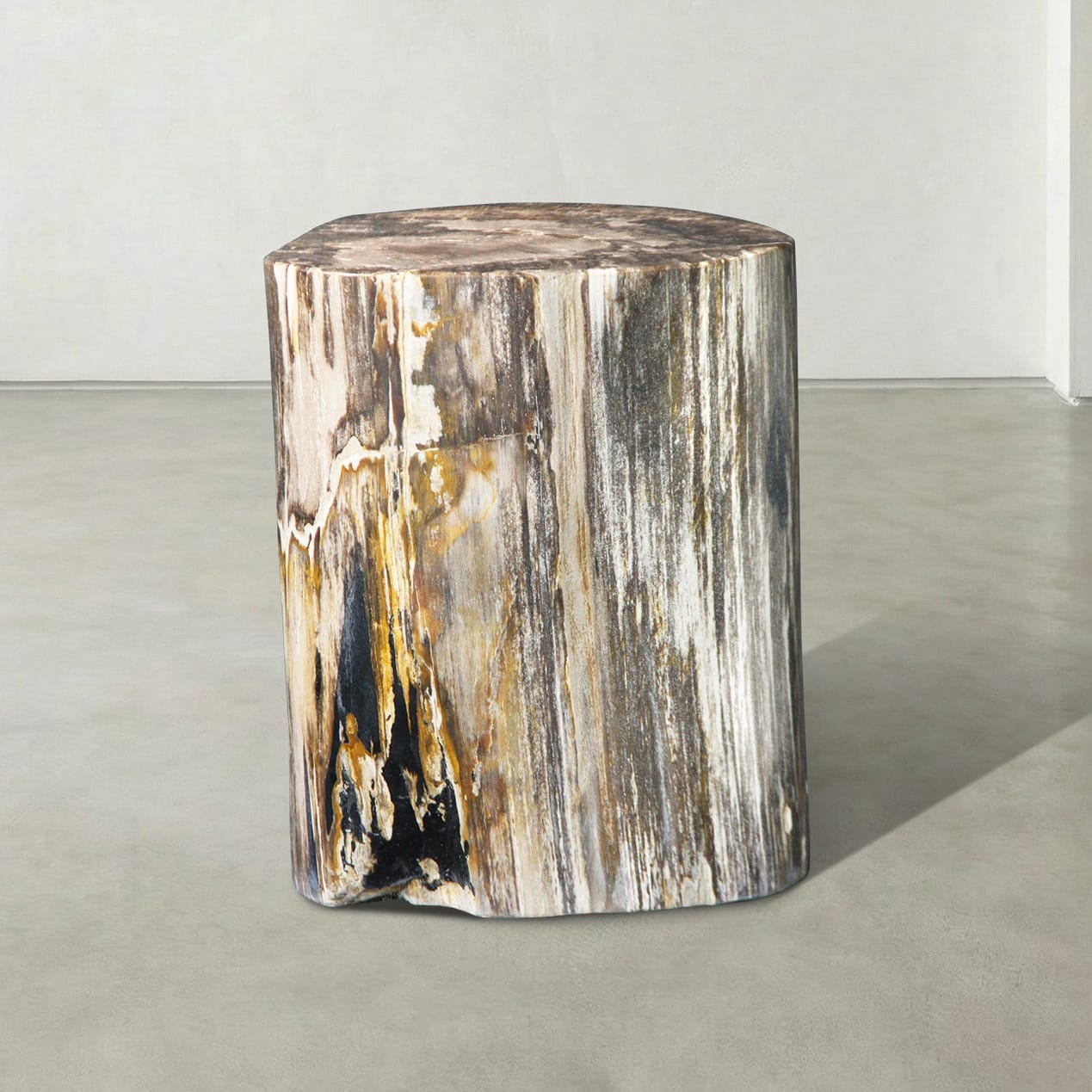 Kalifano Petrified Wood Natural Polished Petrified Wood Stool from Indonesia - 16" / 166 lbs PWS3500.004