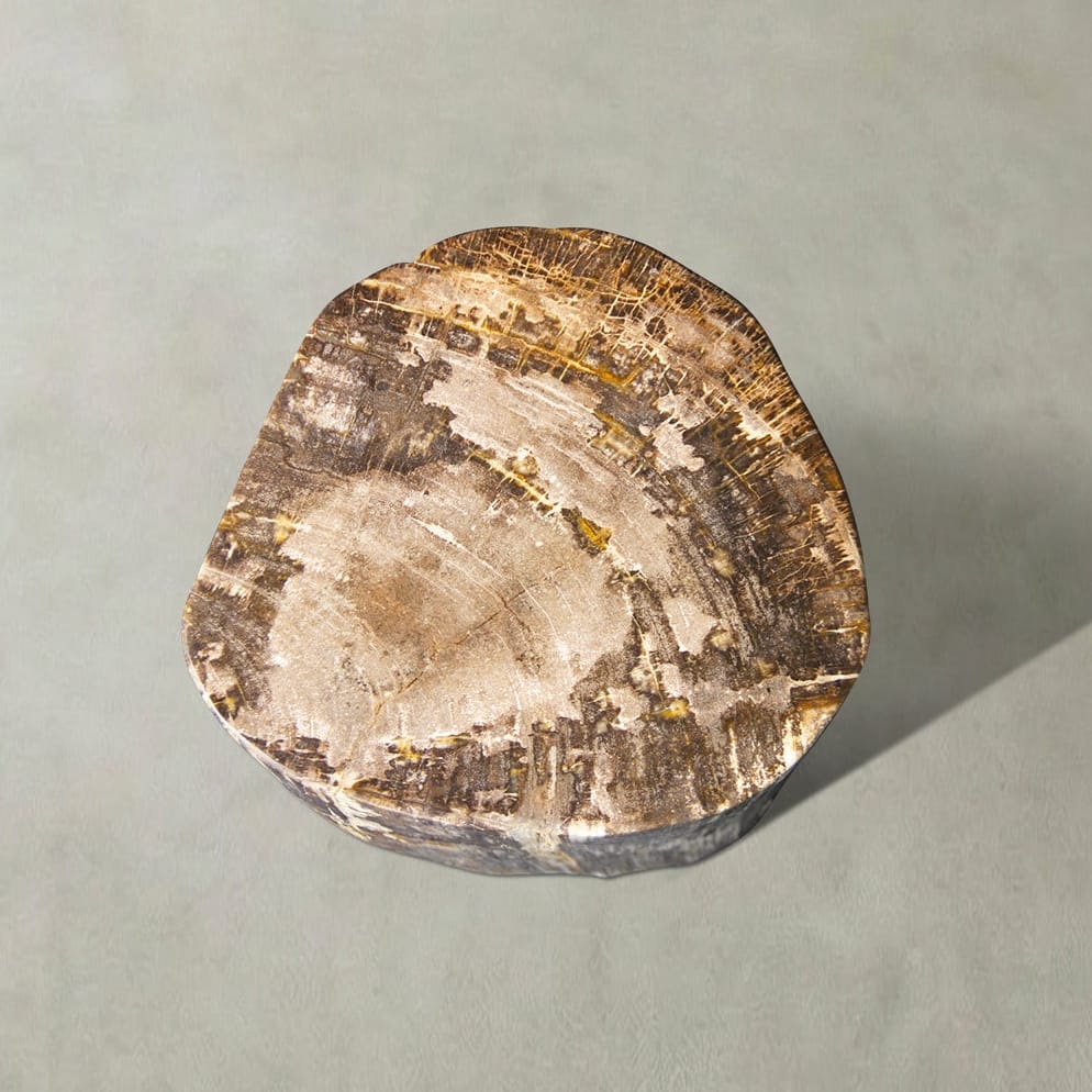 Kalifano Petrified Wood Natural Polished Petrified Wood Stool from Indonesia - 16" / 166 lbs PWS3500.004
