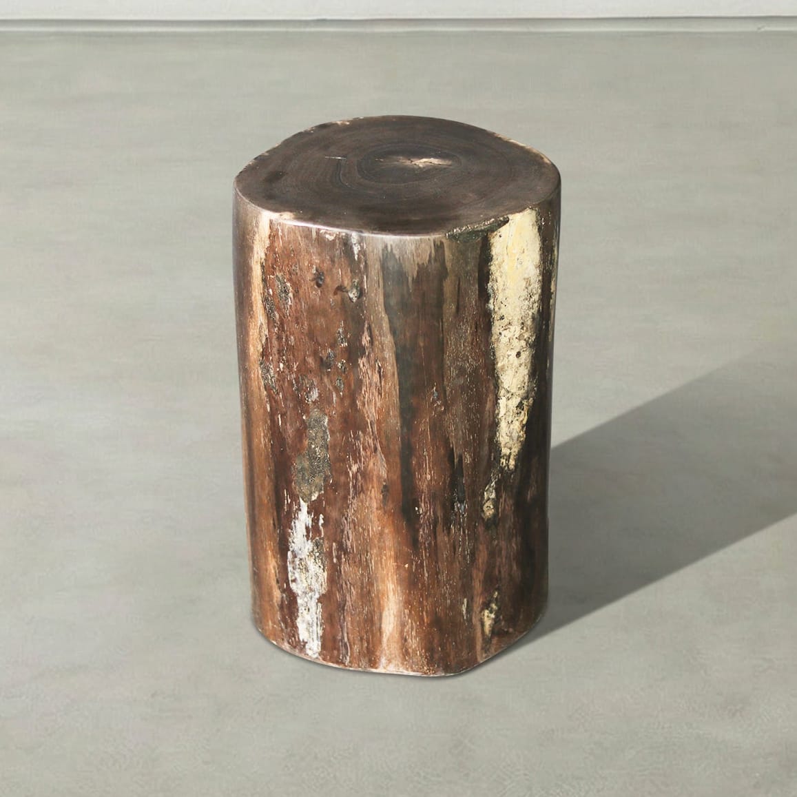 Kalifano Petrified Wood Natural Polished Petrified Wood Stool from Indonesia - 16" / 82 lbs PWS2000.006