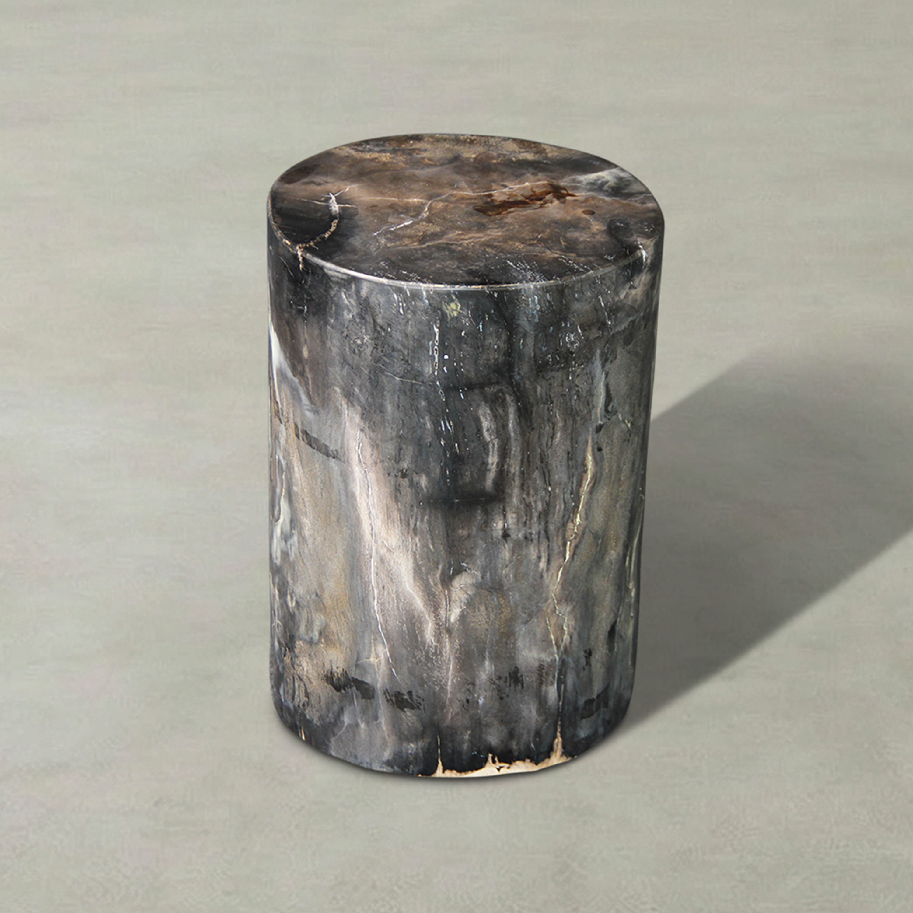 Kalifano Petrified Wood Natural Polished Petrified Wood Stool from Indonesia - 18" / 168 lbs PWS3600.013