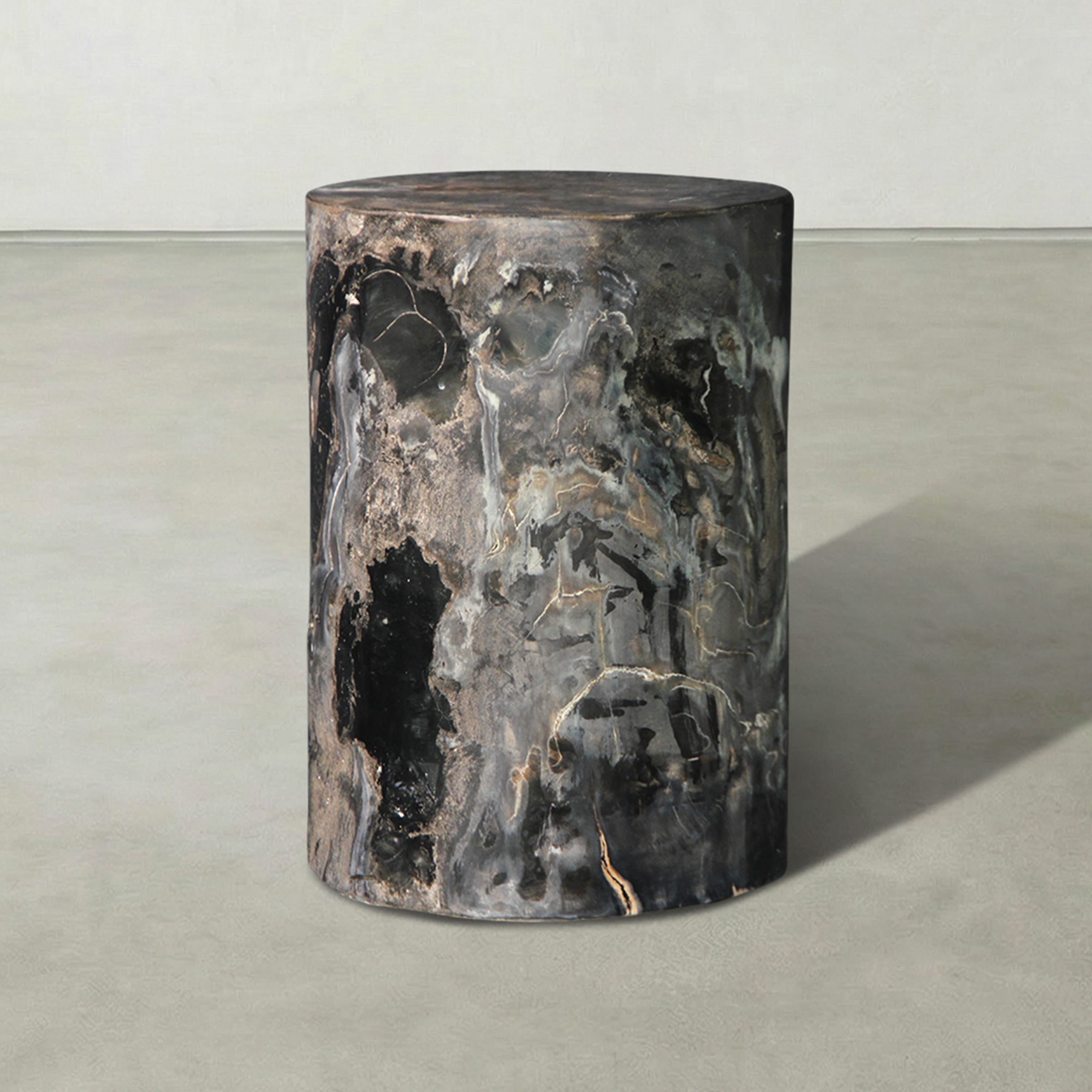 Kalifano Petrified Wood Natural Polished Petrified Wood Stool from Indonesia - 18" / 168 lbs PWS3600.013