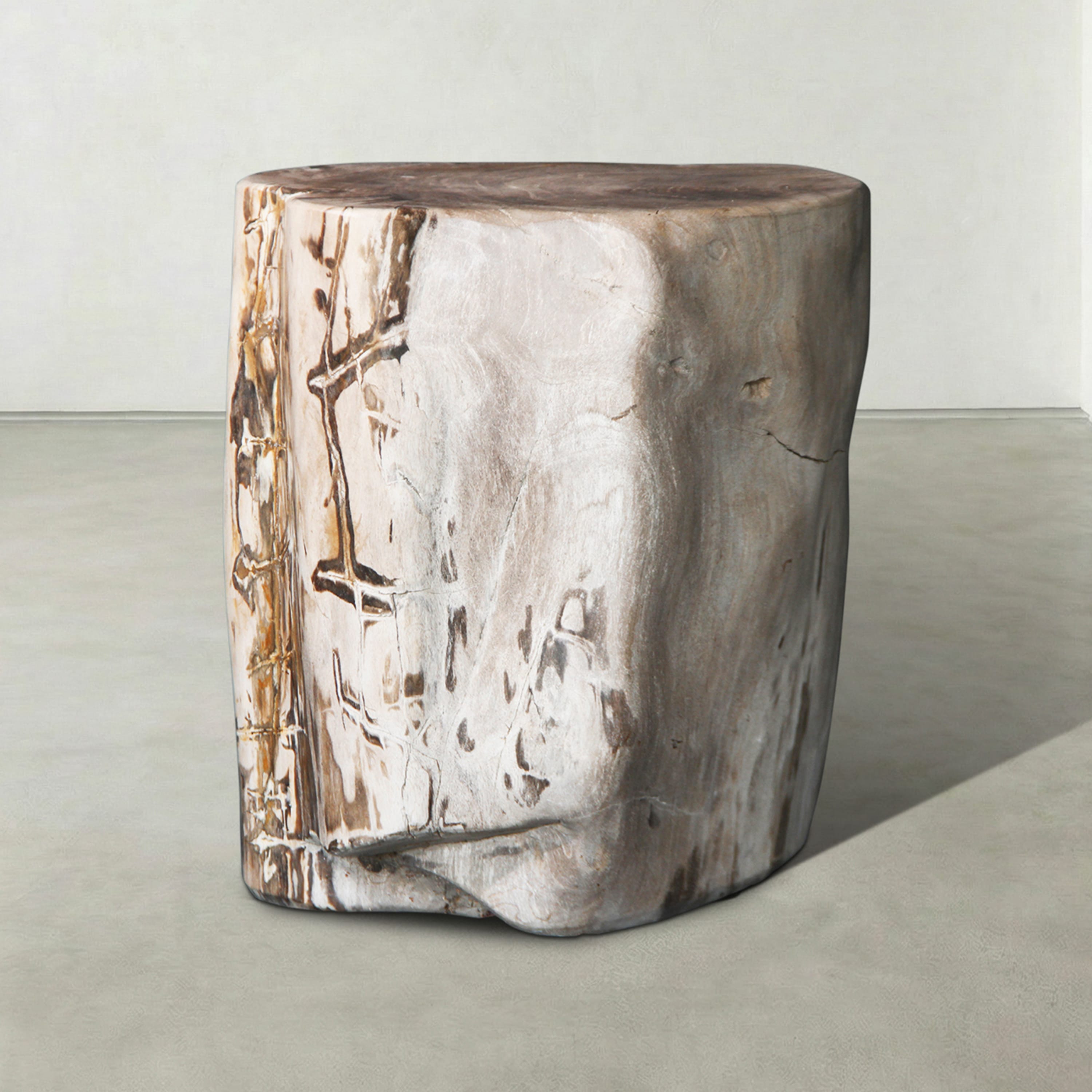 Kalifano Petrified Wood Natural Polished Petrified Wood Stool from Indonesia - 18" / 221 lbs PWS4500.006