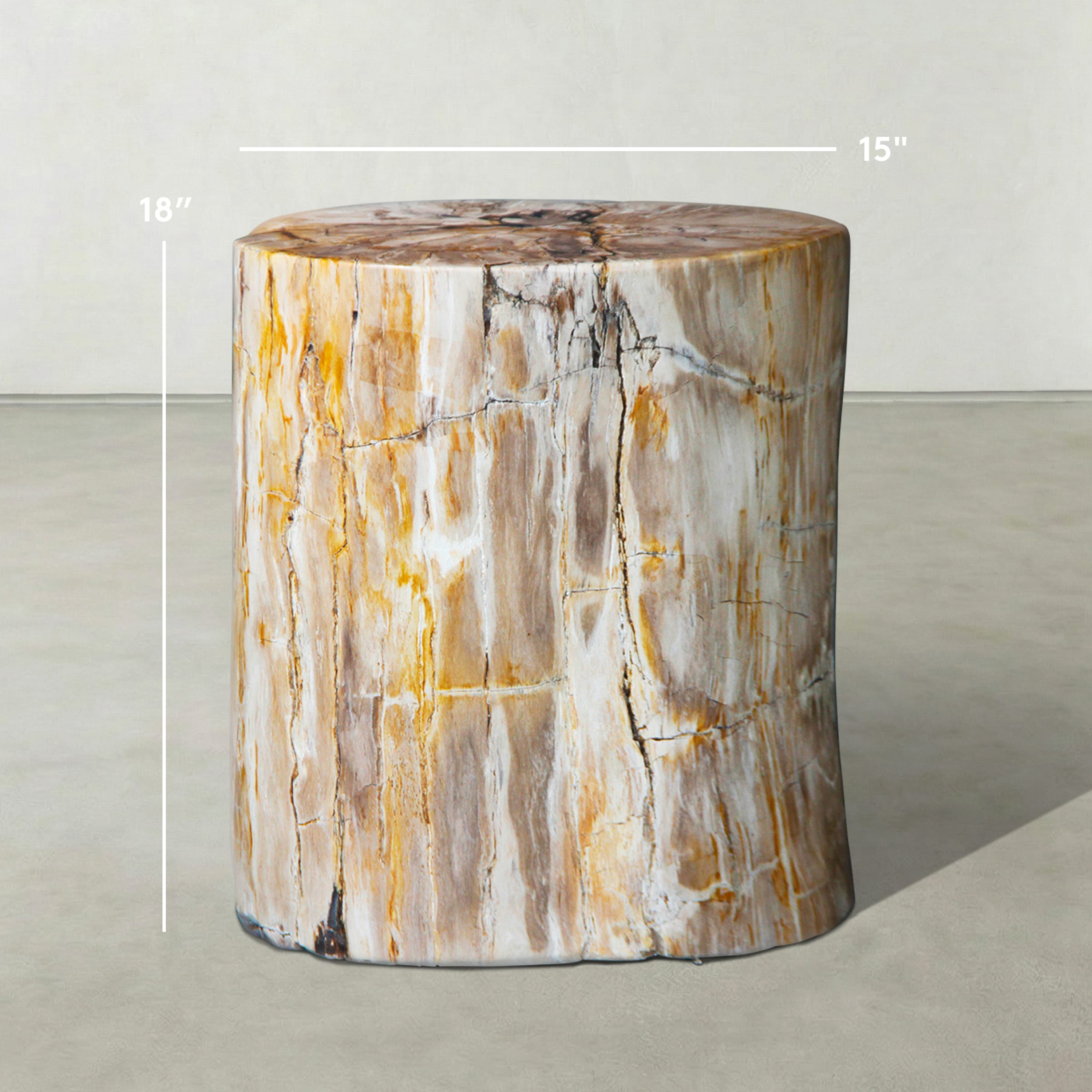 Kalifano Petrified Wood Natural Polished Petrified Wood Stool from Indonesia - 18" / 225 lbs PWS4600.004