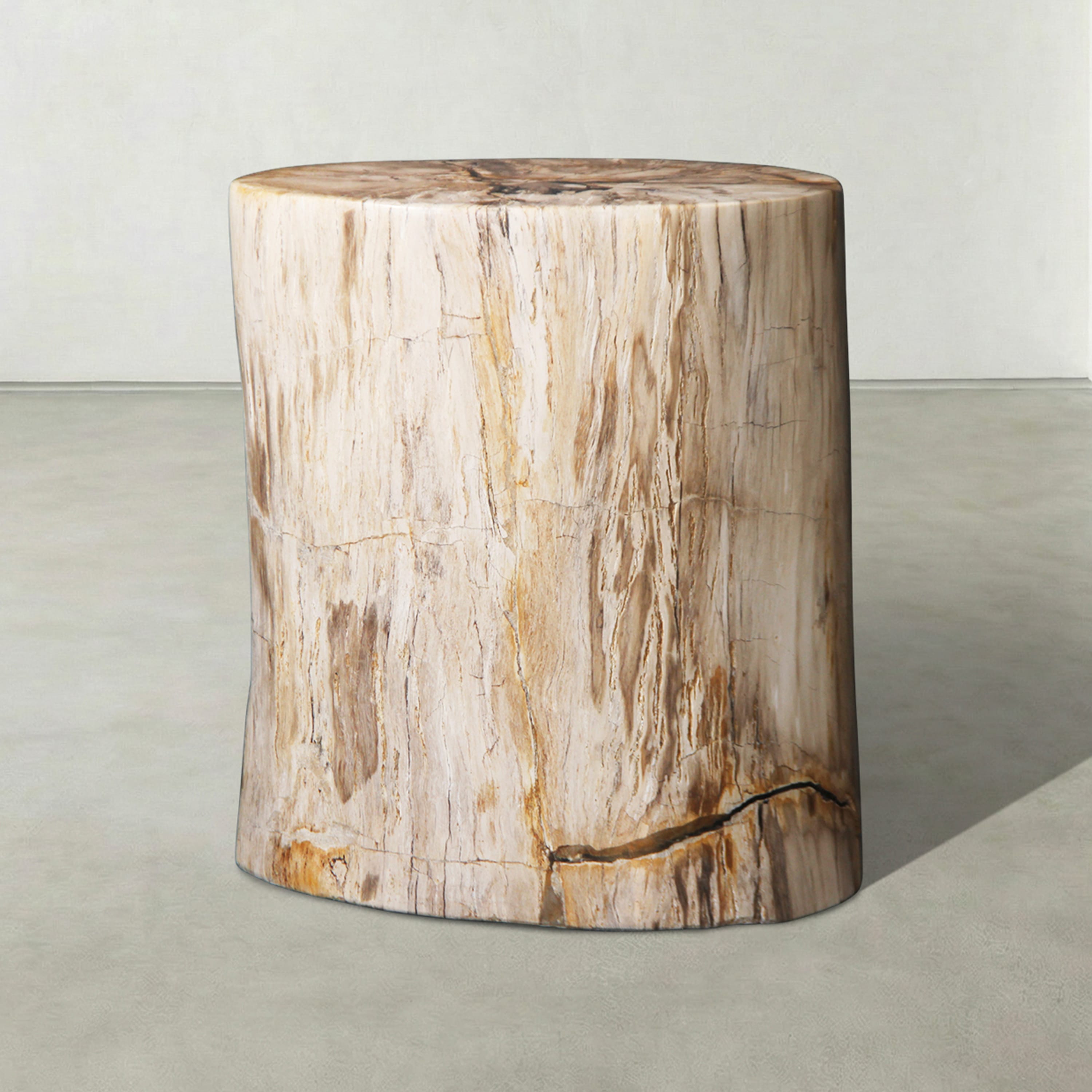 Kalifano Petrified Wood Natural Polished Petrified Wood Stool from Indonesia - 18" / 225 lbs PWS4600.004