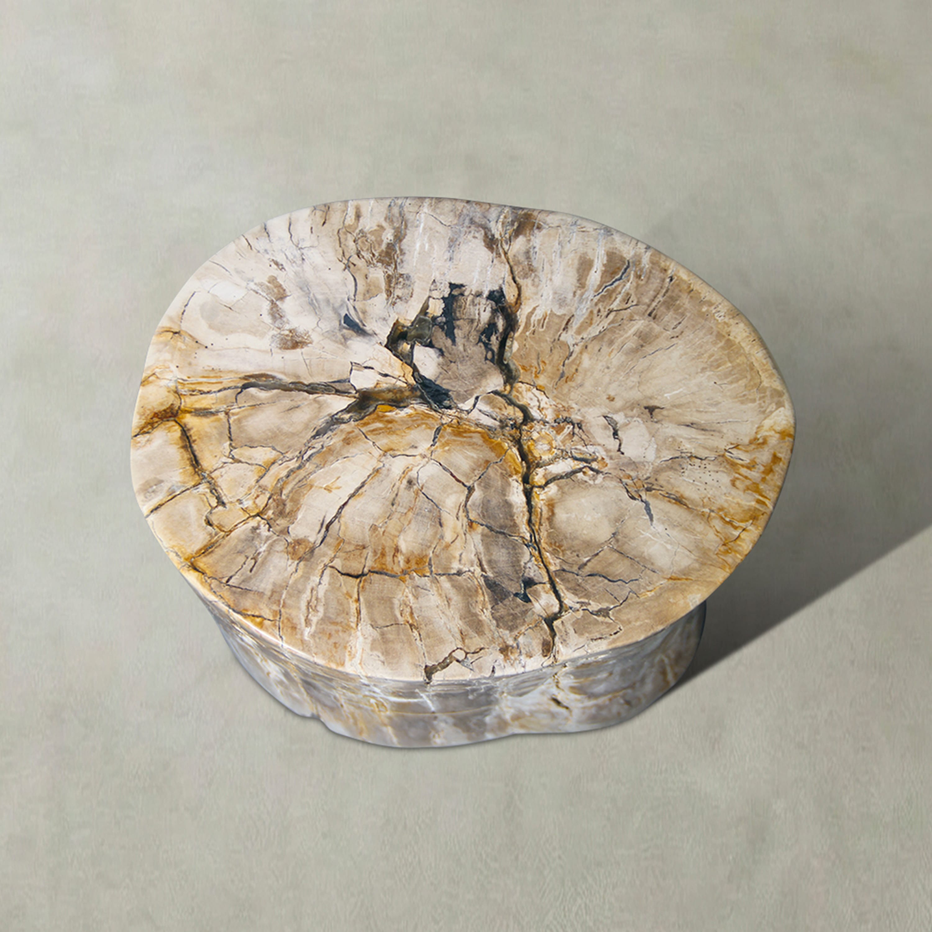 Kalifano Petrified Wood Natural Polished Petrified Wood Stool from Indonesia - 18" / 225 lbs PWS4600.004