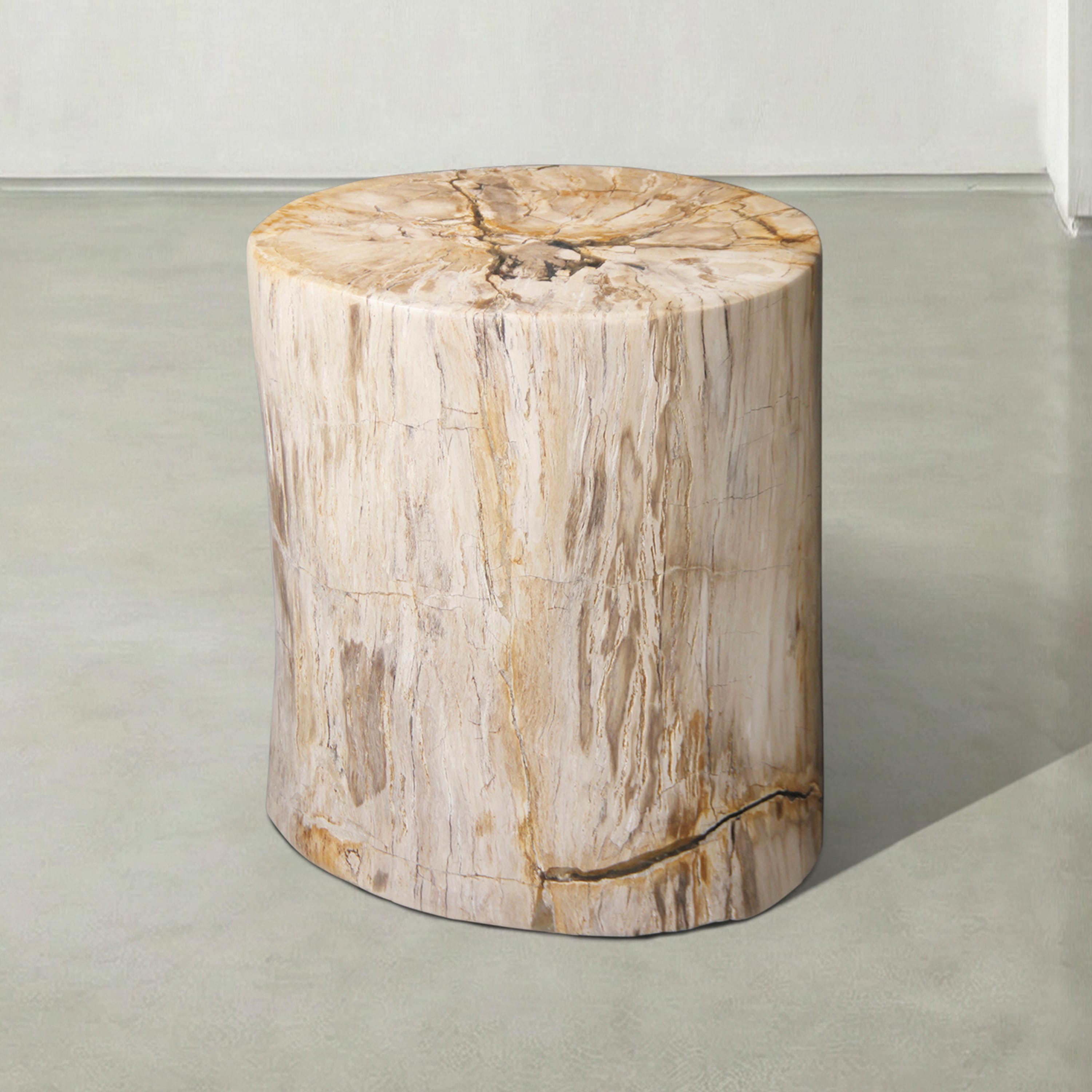Kalifano Petrified Wood Natural Polished Petrified Wood Stool from Indonesia - 18" / 225 lbs PWS4600.004