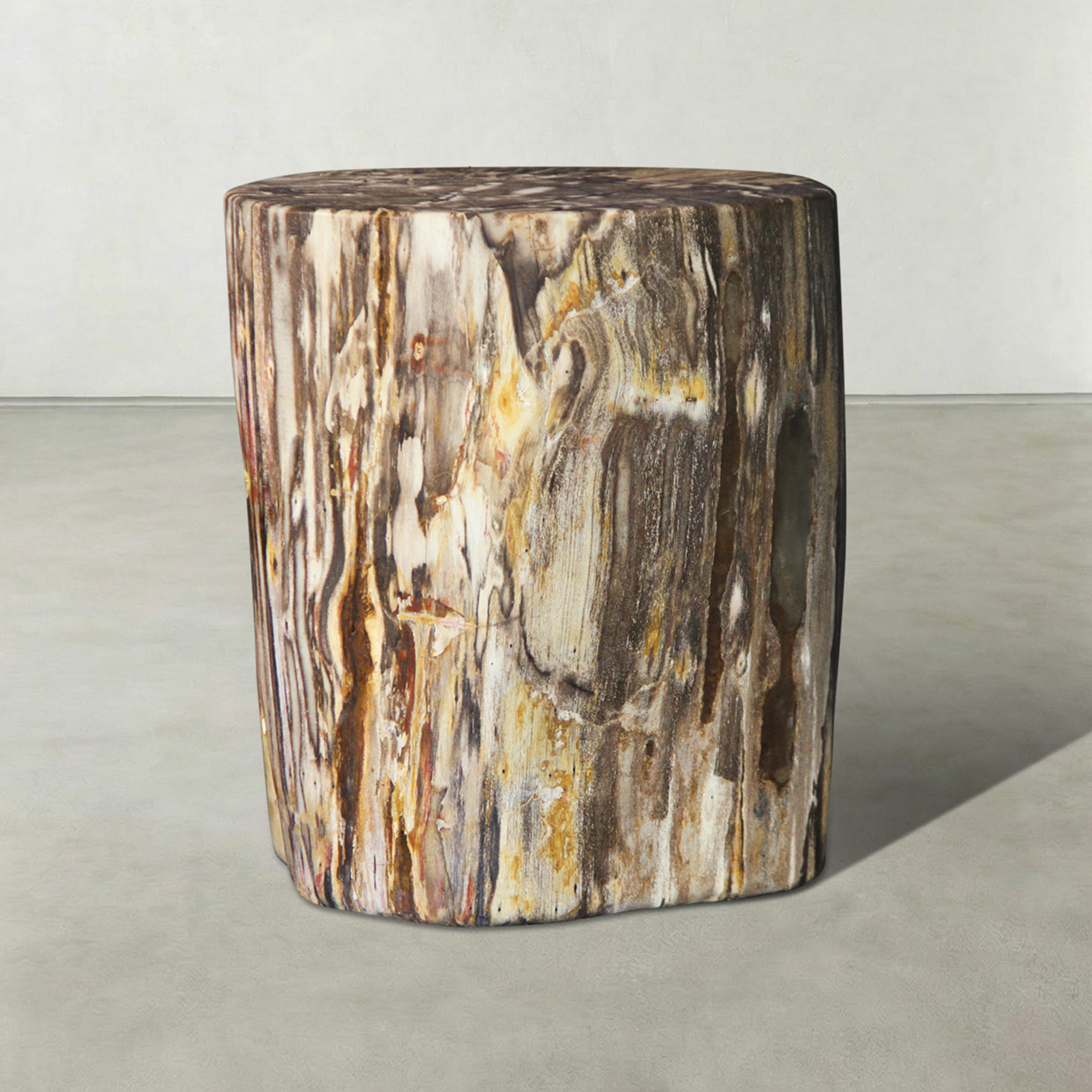 Kalifano Petrified Wood Natural Polished Petrified Wood Stool from Indonesia - 18" / 280 lbs PWS5600.003