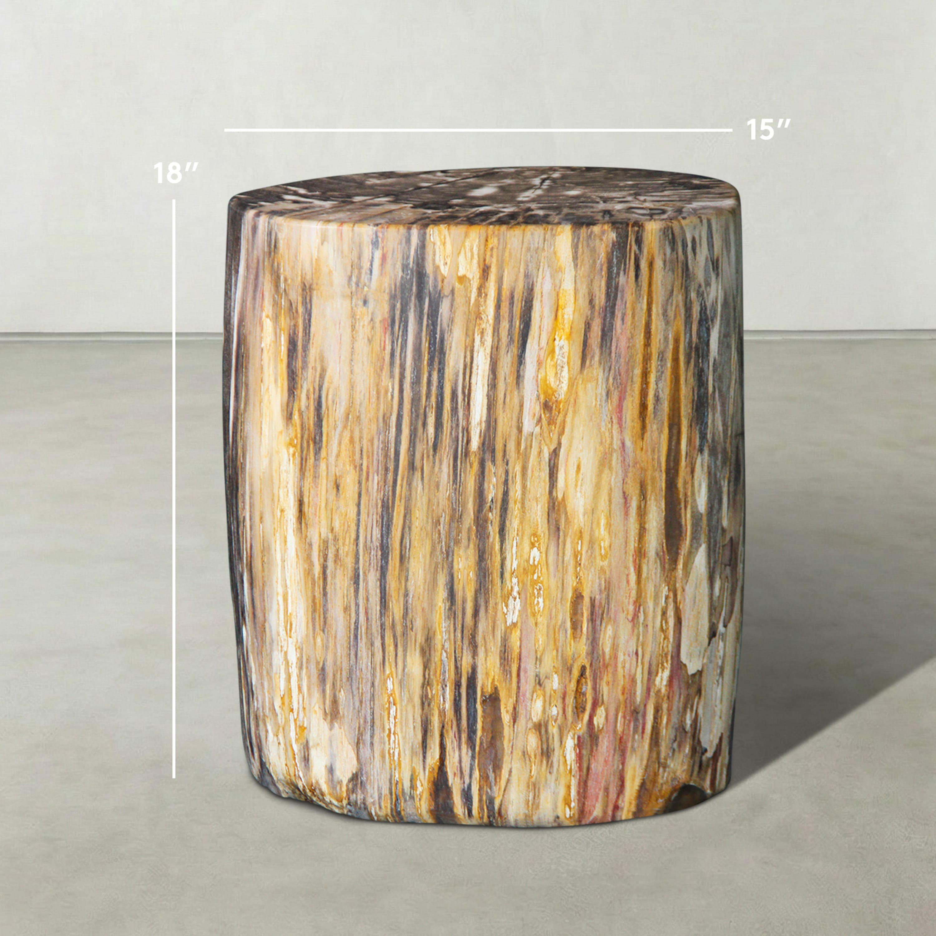 Kalifano Petrified Wood Natural Polished Petrified Wood Stool from Indonesia - 18" / 280 lbs PWS5600.003