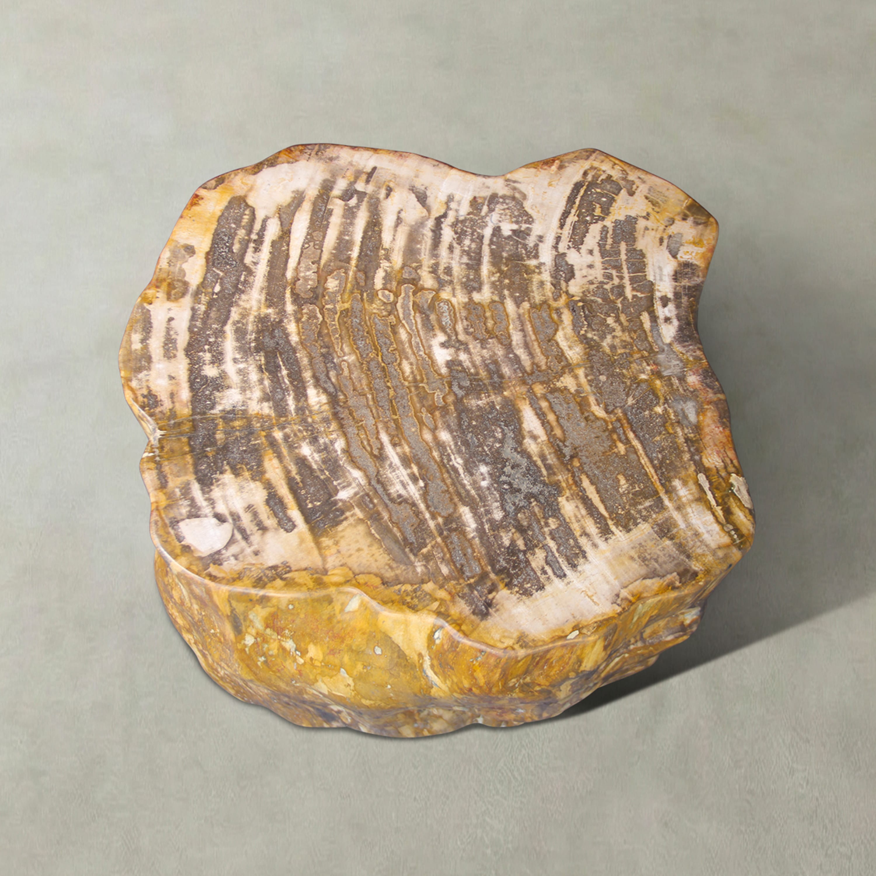 Kalifano Petrified Wood Natural Polished Petrified Wood Stool from Indonesia - 18" / 380 lbs PWS7400.001