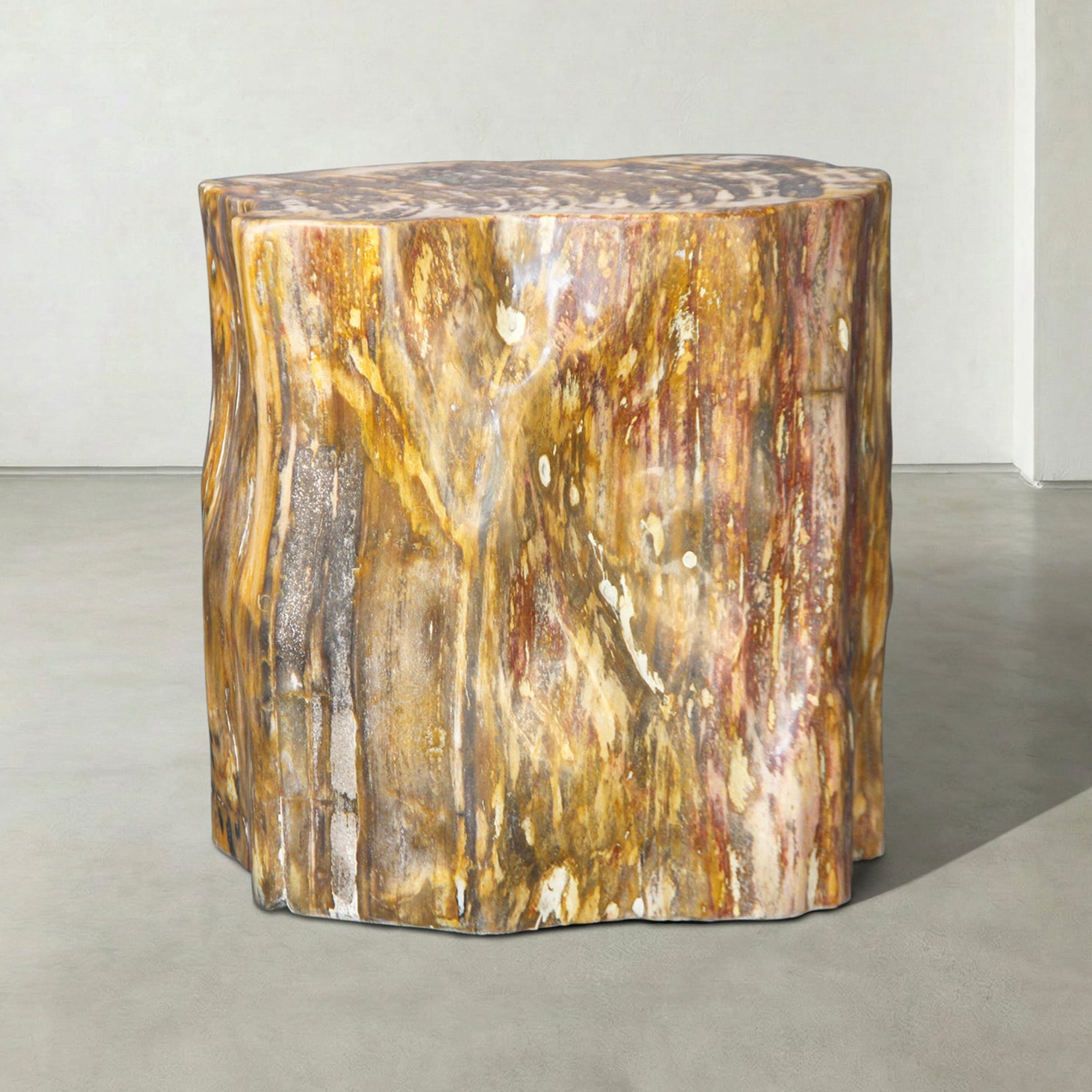 Kalifano Petrified Wood Natural Polished Petrified Wood Stool from Indonesia - 18" / 380 lbs PWS7400.001