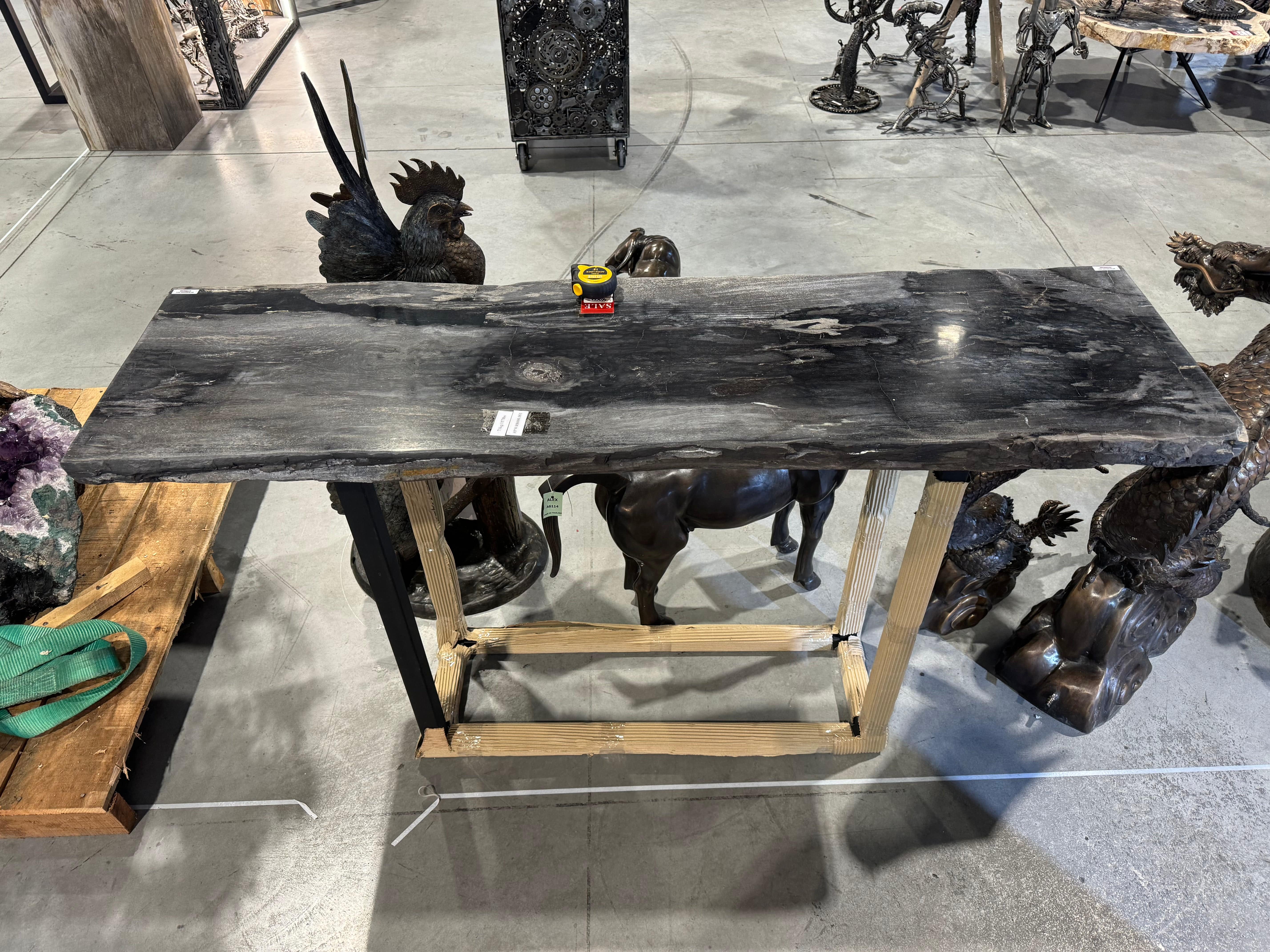 Kalifano Petrified Wood Petrified Wood Console Table 59" / 157 lbs PWR8000.001