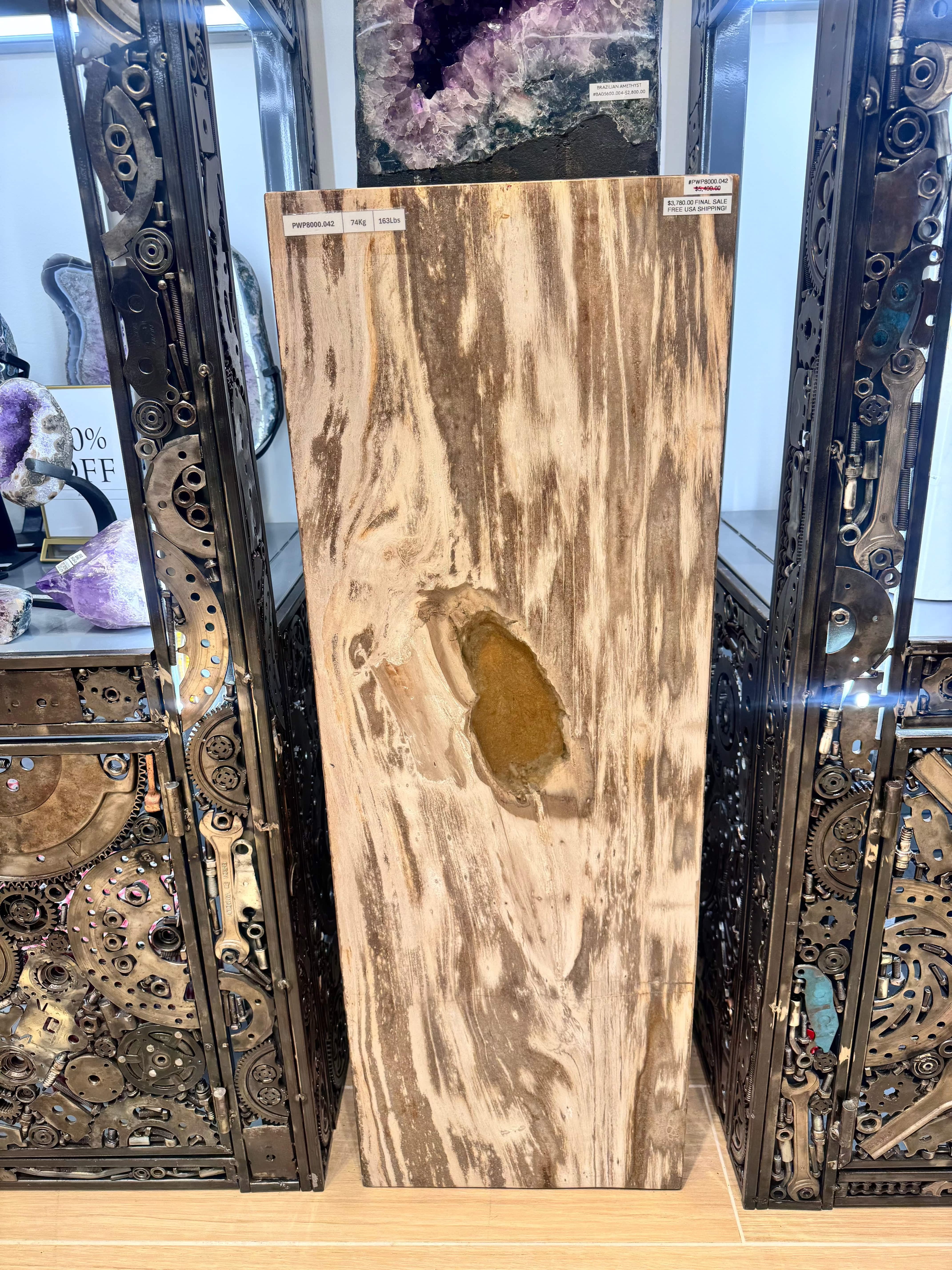 Kalifano Petrified Wood Petrified Wood Hollow Square Padestal 39" / 163lbs PWP8000.042
