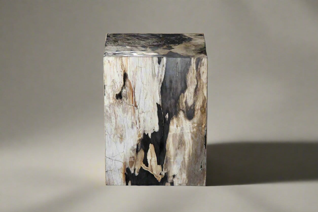 Kalifano Petrified Wood Petrified Wood Square Stump / Stool from Indonesia - 16" / 190 lbs PWSS5200.001