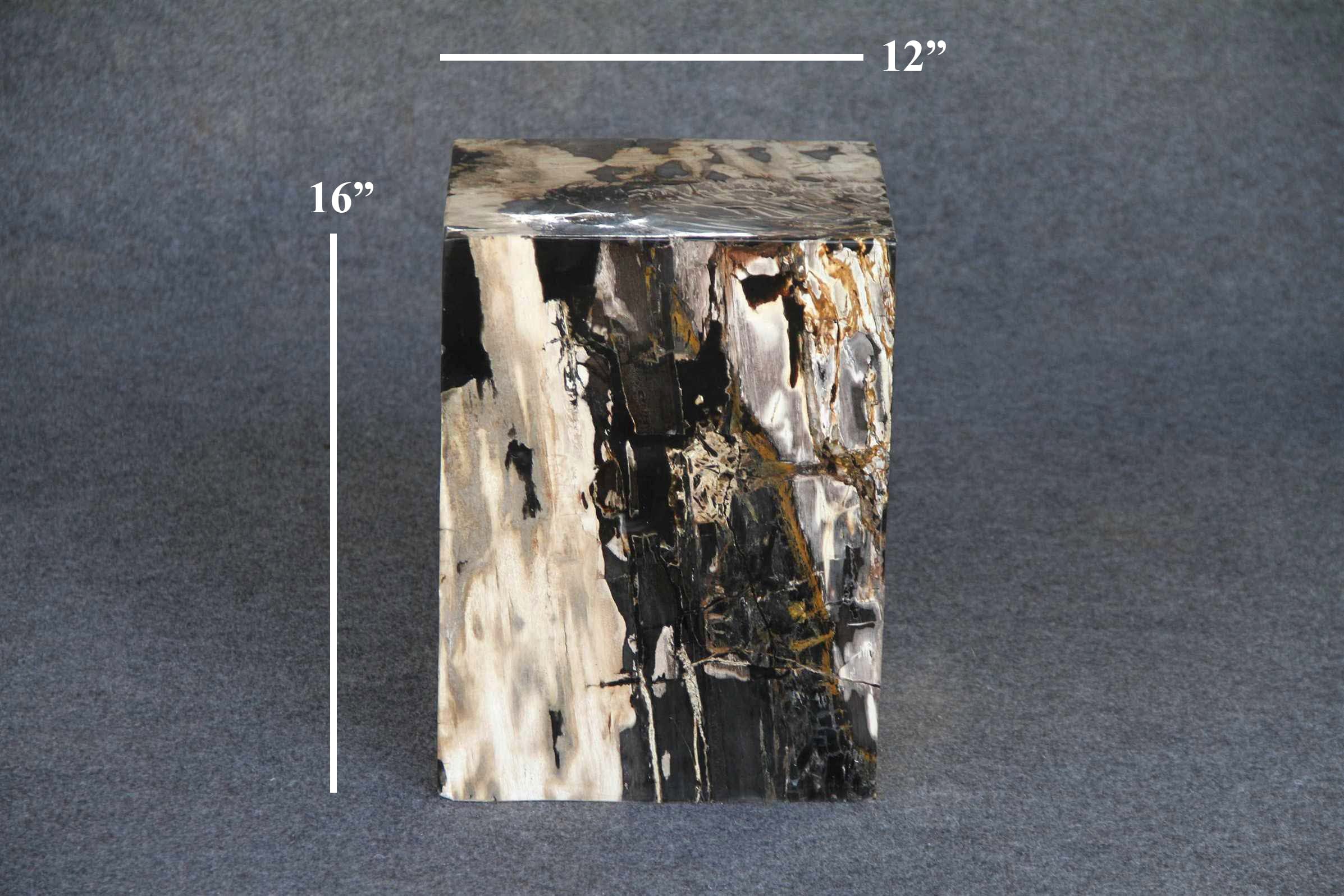 Kalifano Petrified Wood Petrified Wood Square Stump / Stool from Indonesia - 16" / 190 lbs PWSS5200.001