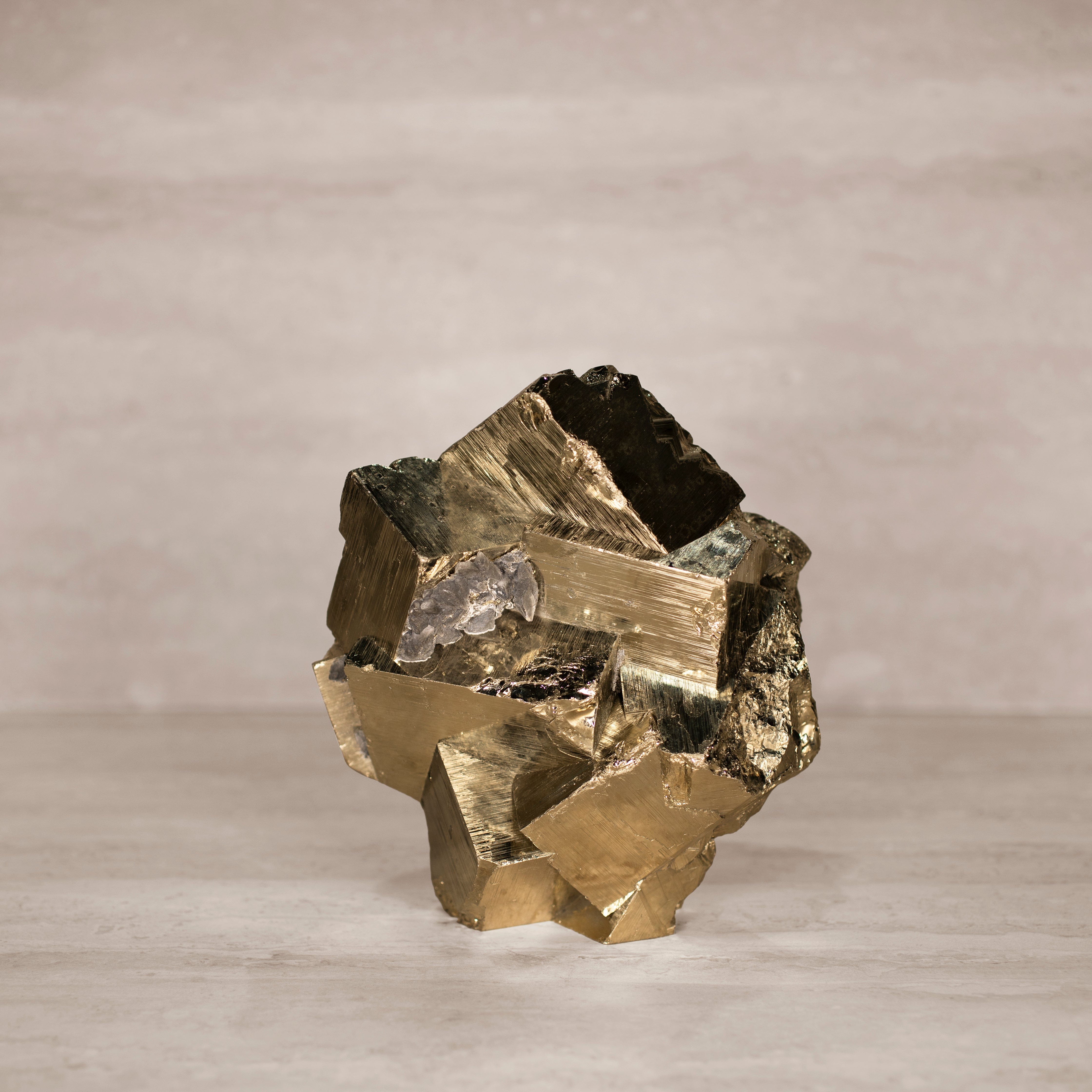 Kalifano Pyrite Natural Peru Pyrite Chief Skull Carving - 7.5" / 17.5 lbs PCHIEF12000.001